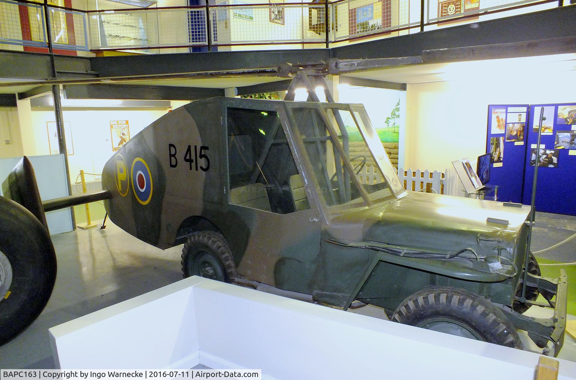 BAPC163, 1942 Hafner AFEE 10/42 Rotabuggy C/N BAPC.163, Hafner Rotabuggy / Malcolm Rotaplane / M.L. 10/42 Flying Jeep at the Museum of Army Flying, Middle Wallop