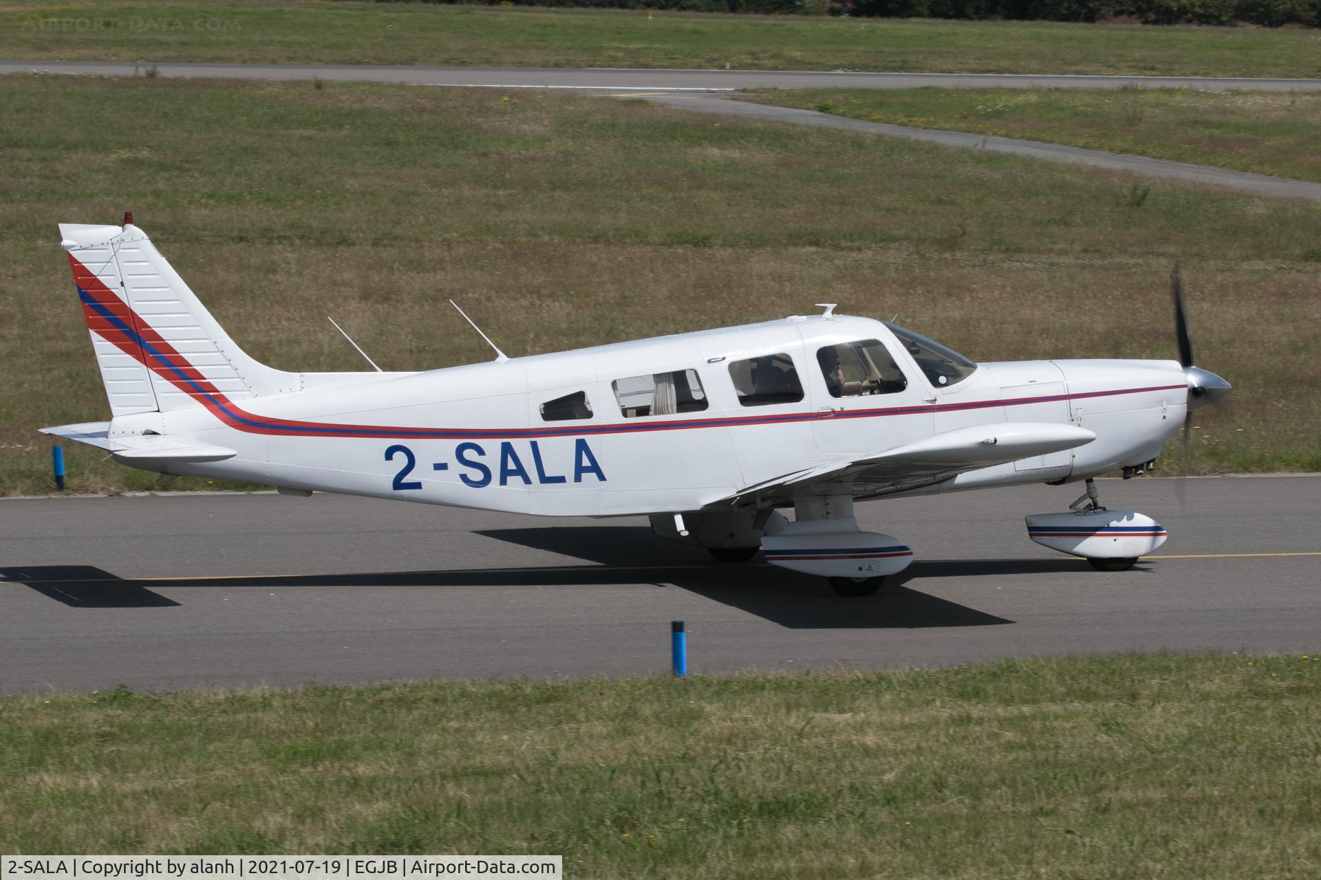 2-SALA, 1979 Piper PA-32-300 Cherokee Six C/N 32-7940106, Taxying to stand at Guernsey