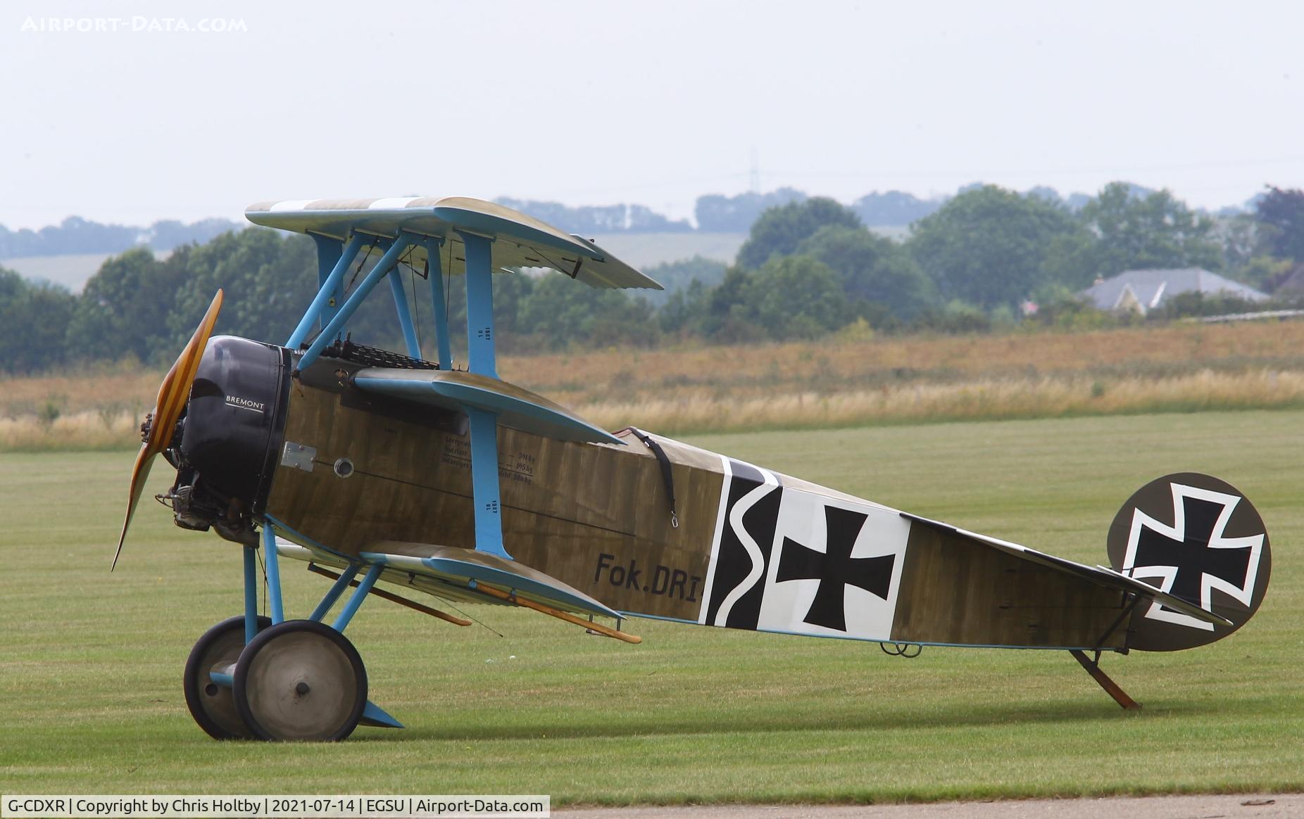 G-CDXR, 2006 Fokker Dr.1 Triplane Replica C/N PFA 238-14043, Parked at Duxford