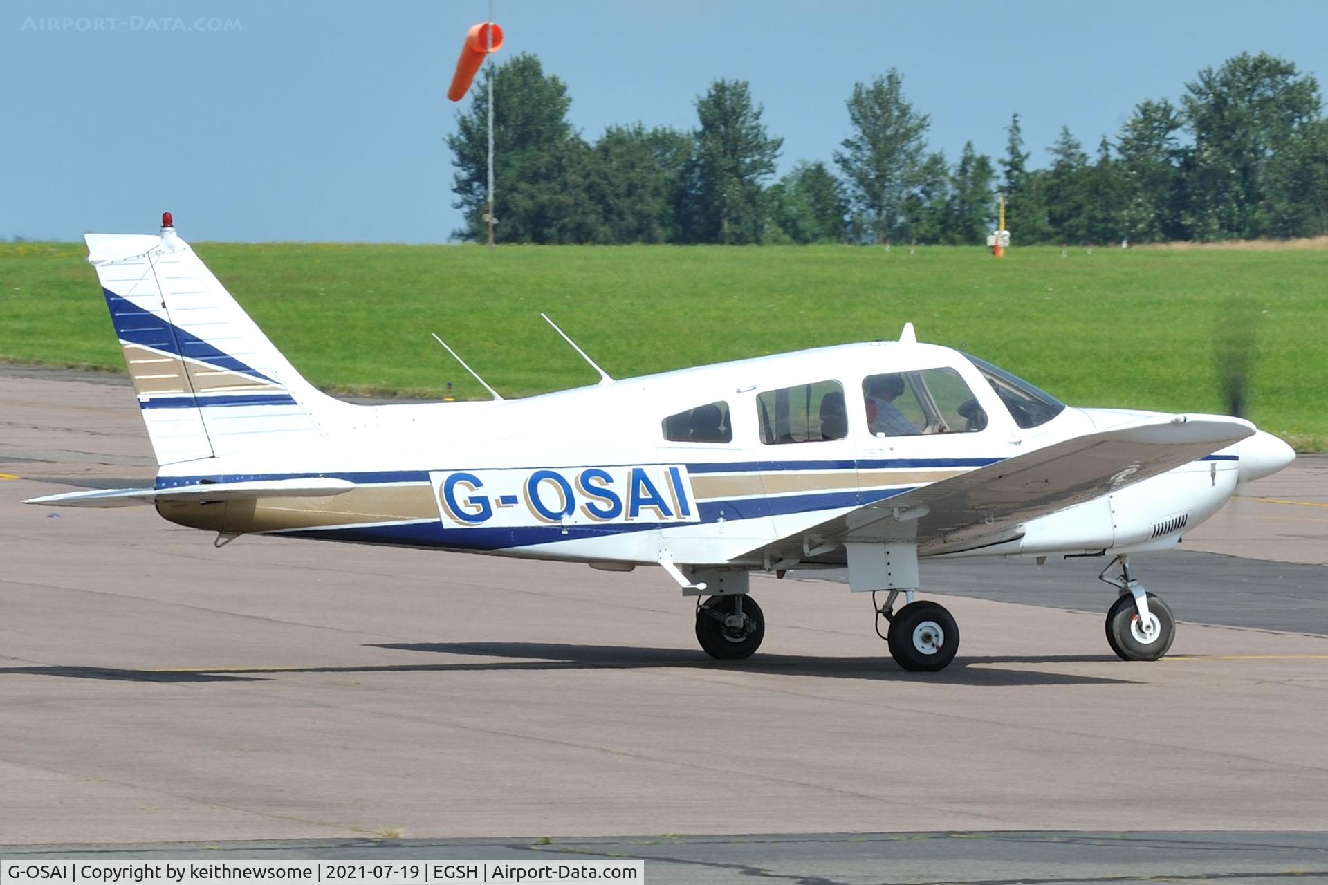 G-OSAI, 1979 Piper PA-28-181 Cherokee Archer II C/N 28-8090162, Leaving Norwich.