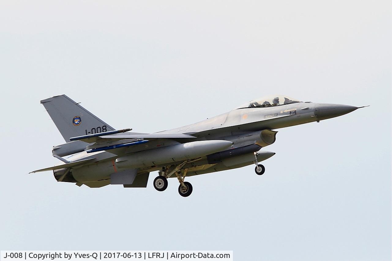 J-008, General Dynamics F-16AM Fighting Falcon C/N 6D-164, General Dynamics F-16AM Fighting Falcon, Short approach rwy 08, Landivisiau Naval Air Base (LFRJ) Tiger Meet 2017