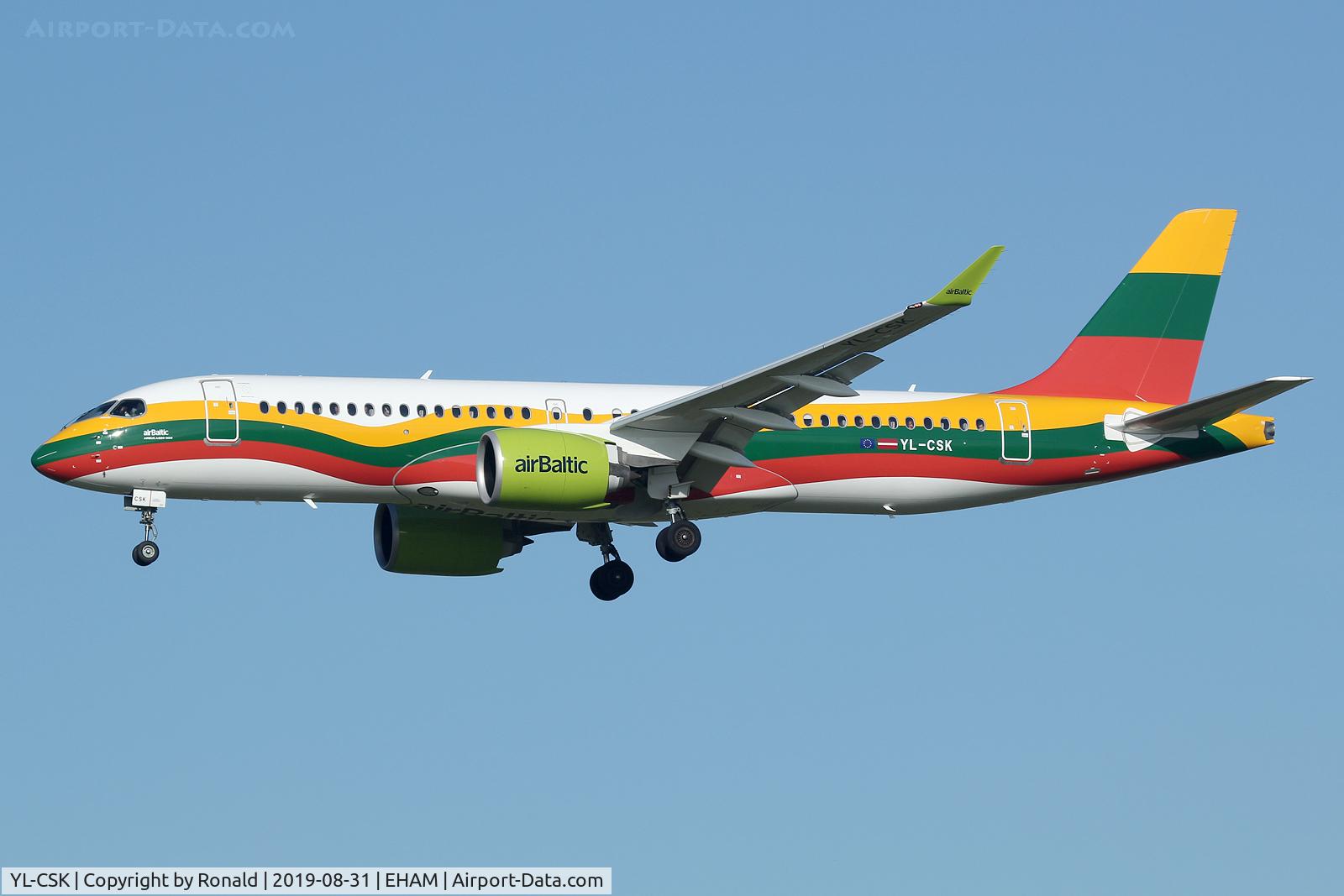YL-CSK, 2018 Airbus A220-300 C/N 55039, at spl