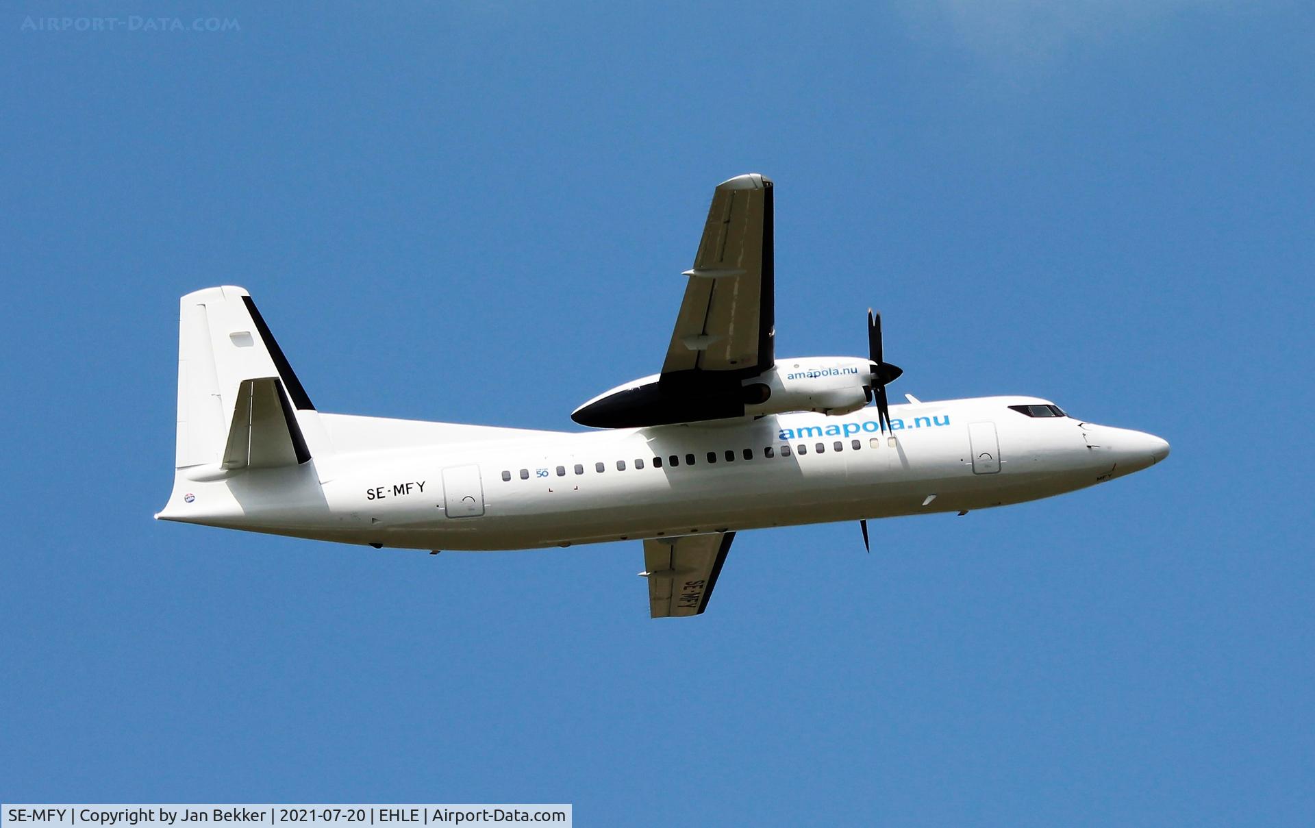 SE-MFY, 1987 Fokker 50 C/N 20109, Departure from Lelystad Airport just got a new livery