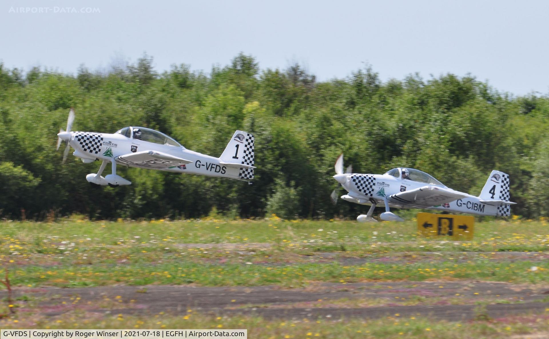 G-VFDS, 2012 Vans RV-8 C/N PFA 303-14637, Raven 1 leading Raven 4 departing Runway 10.