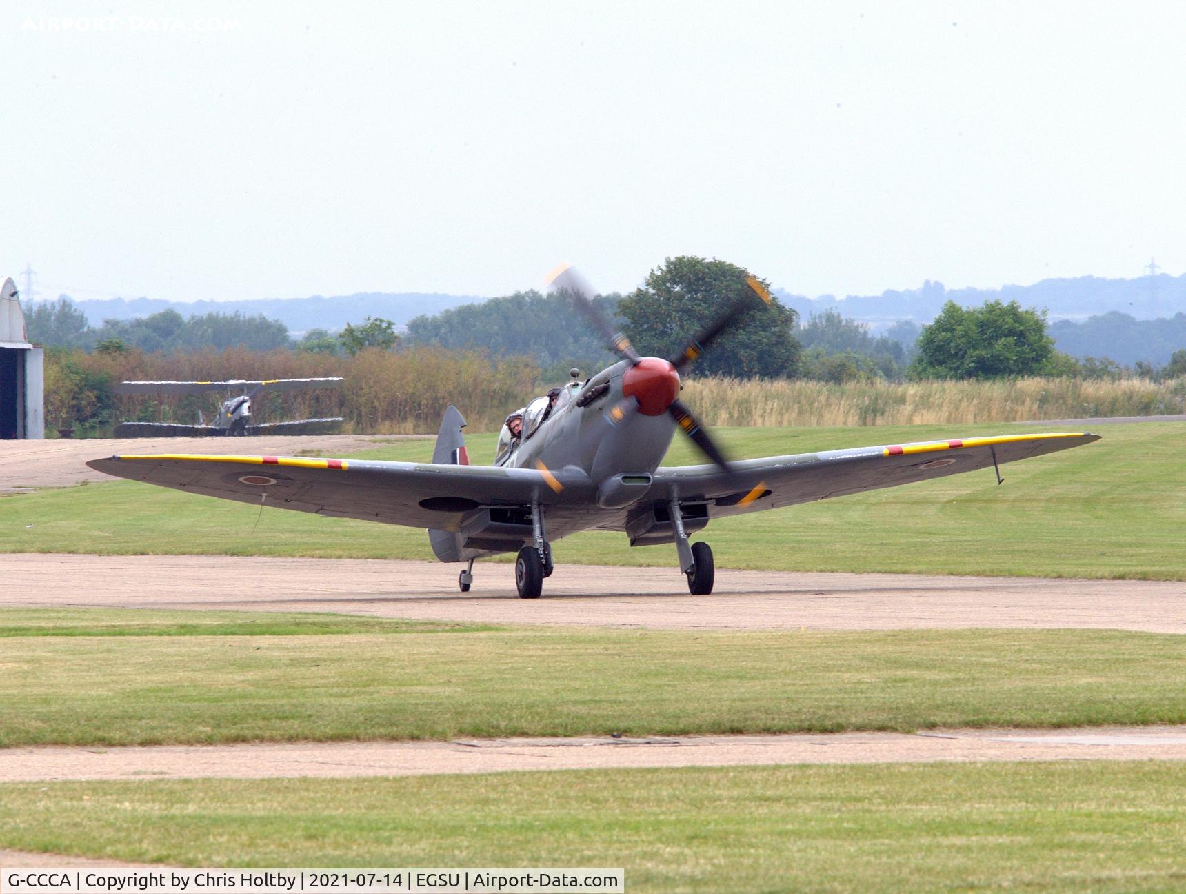 G-CCCA, 1944 Supermarine 509 Spitfire TR.IXc C/N CBAF.9590, Taxiing for take-off at Duxford