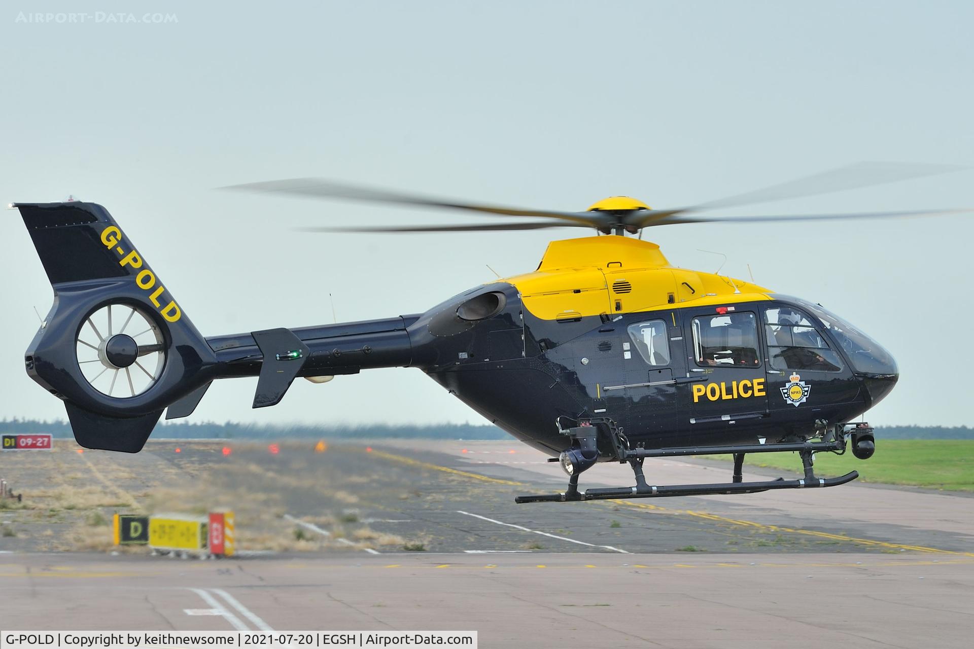 G-POLD, 2003 Eurocopter EC-135T-2 C/N 0300, Leaving Norwich following fuel stop.