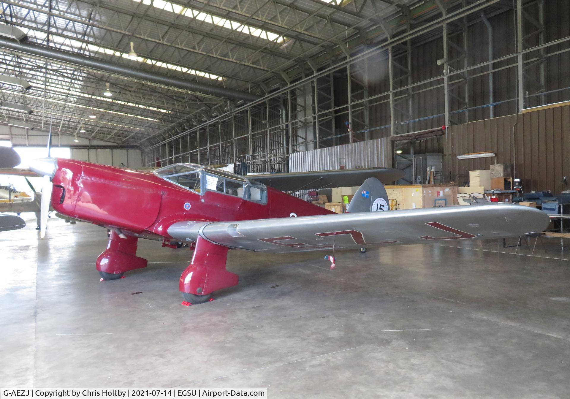G-AEZJ, 1937 Percival P-10 Vega Gull C/N K.65, 1937 Vega Gull in the flying aircraft hangar at Duxford
