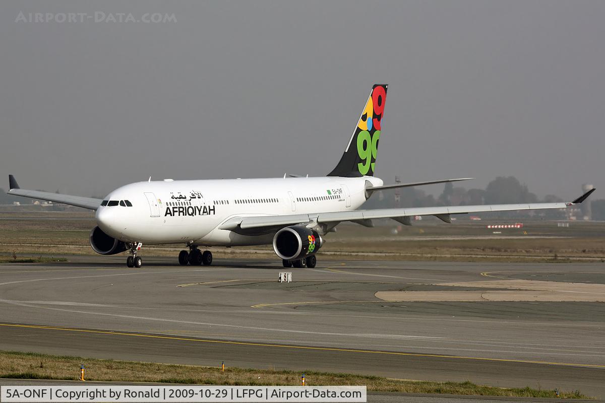 5A-ONF, 2009 Airbus A330-202 C/N 999, at cdg