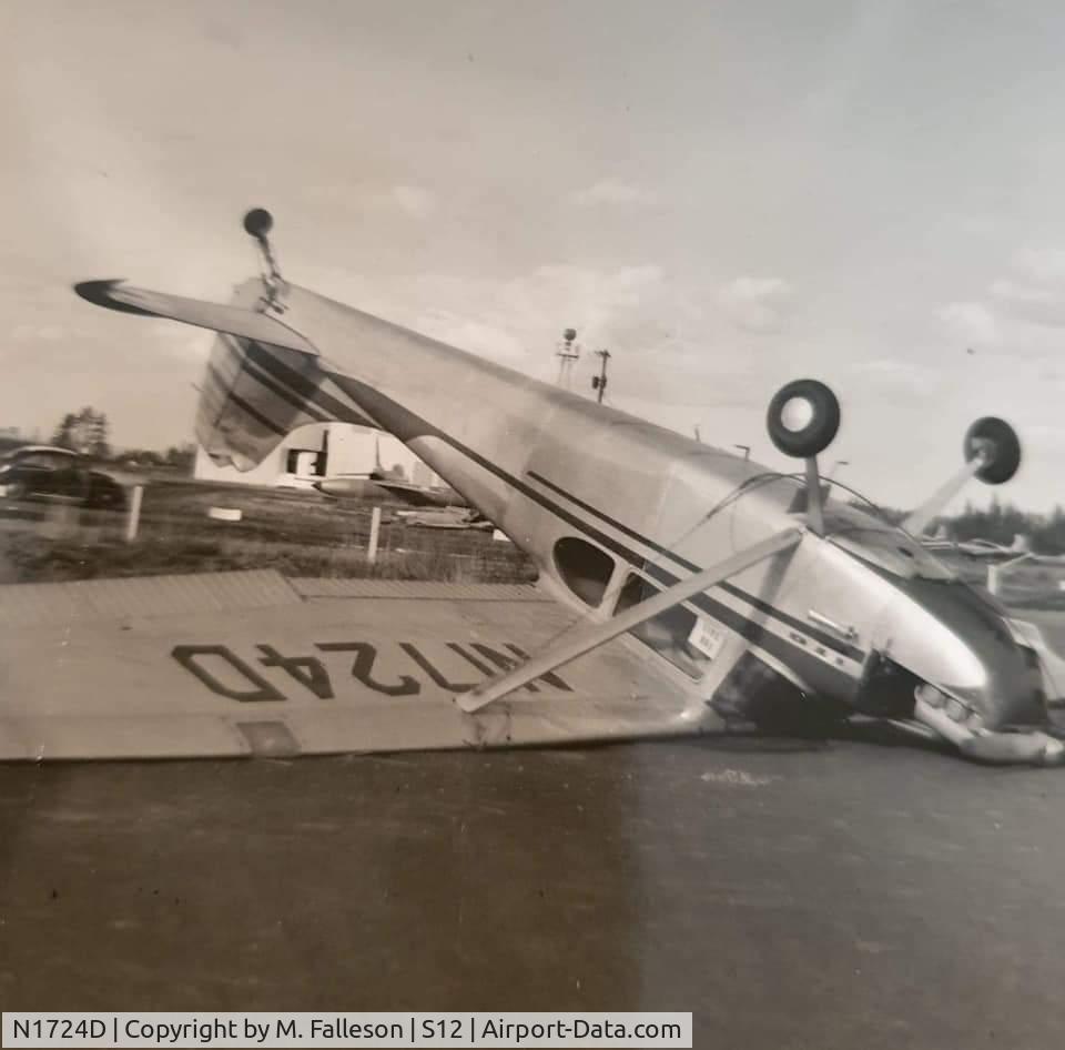 N1724D, Cessna 170A C/N 20167, At Albany, OR airport S12 after the Columbus Day storm 1962