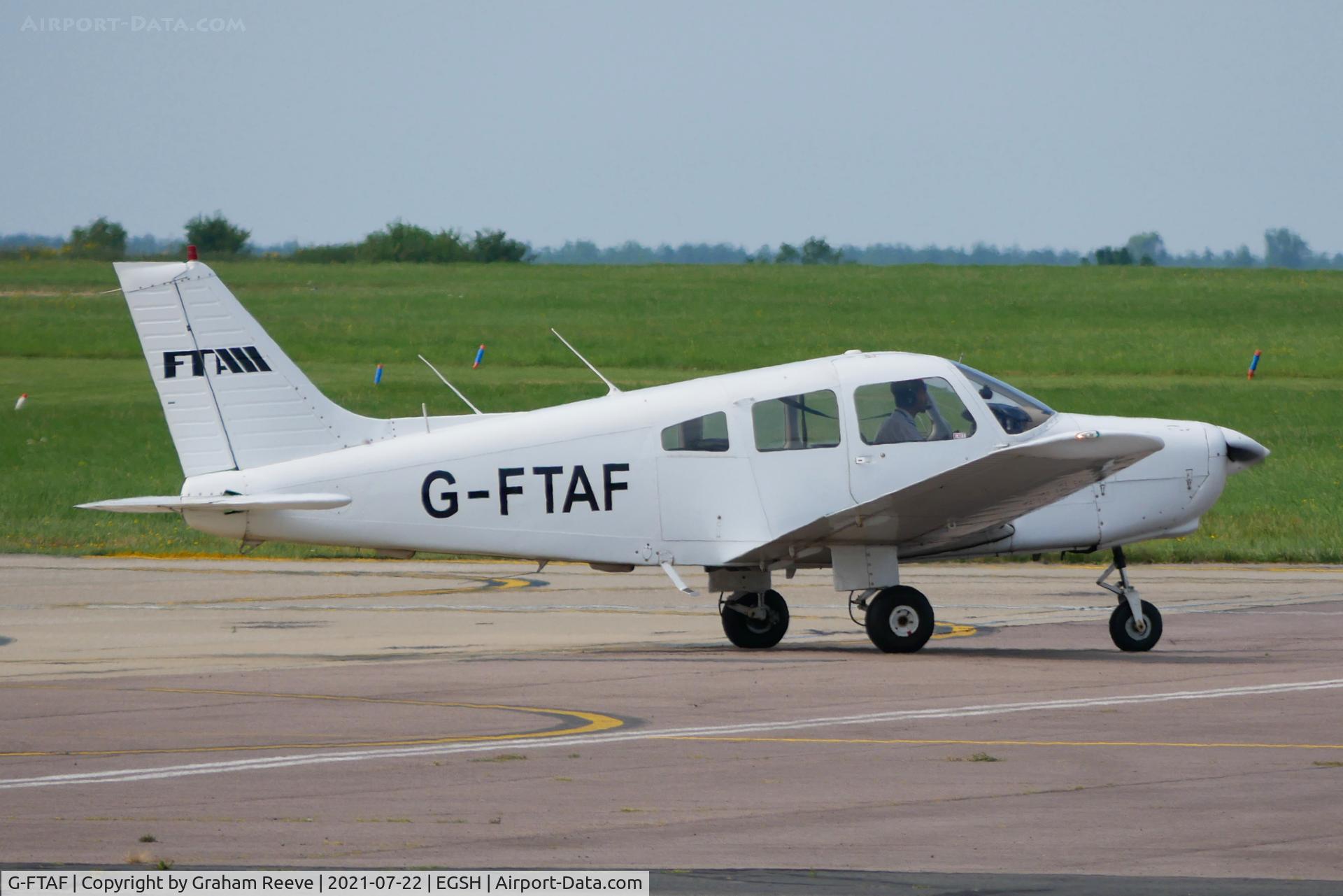 G-FTAF, 1982 Piper PA-28-161 Cherokee Warrior II C/N 28-8216077, Departing from Norwich.