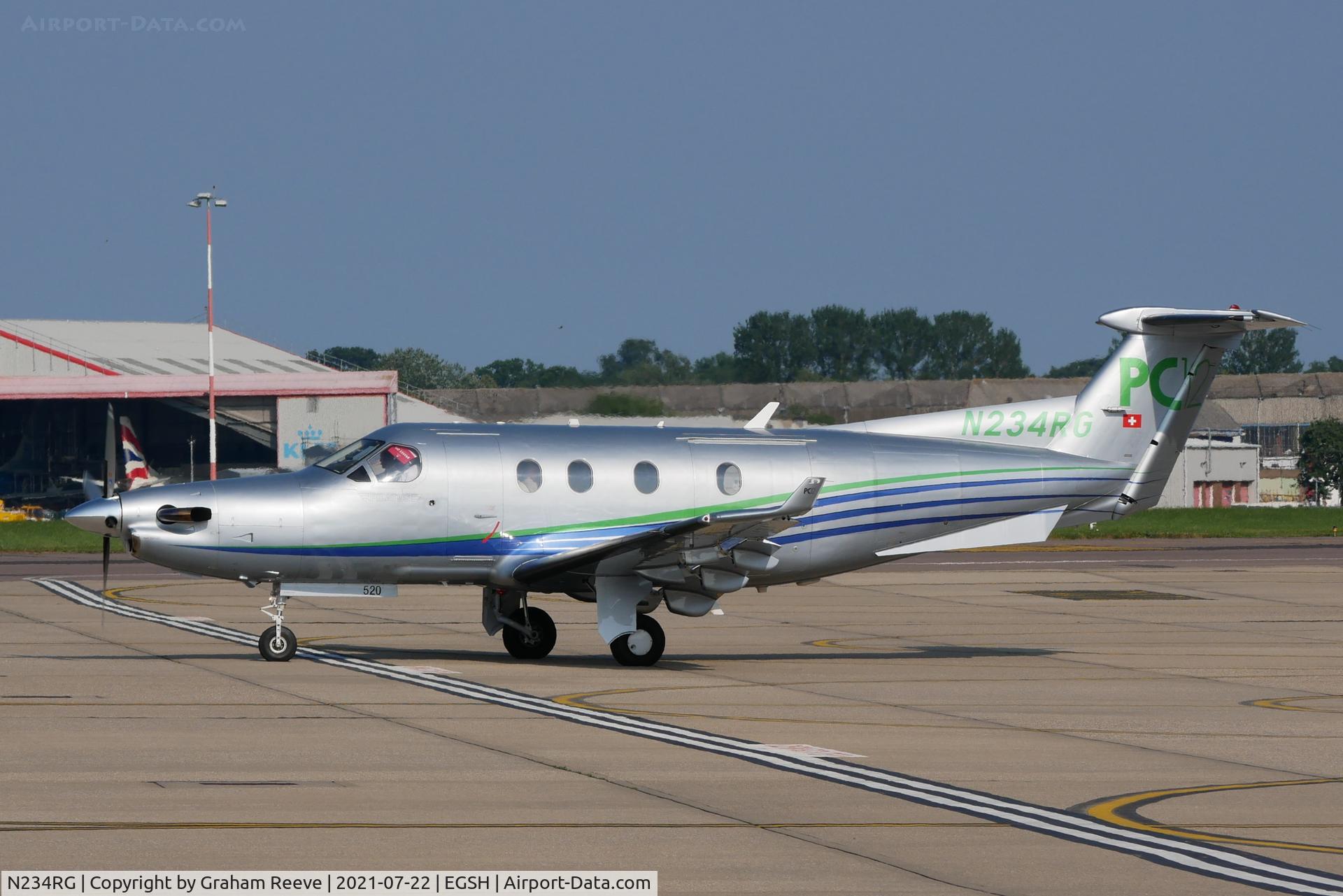 N234RG, 2003 Pilatus PC-12/45 C/N 520, Departing from Norwich.