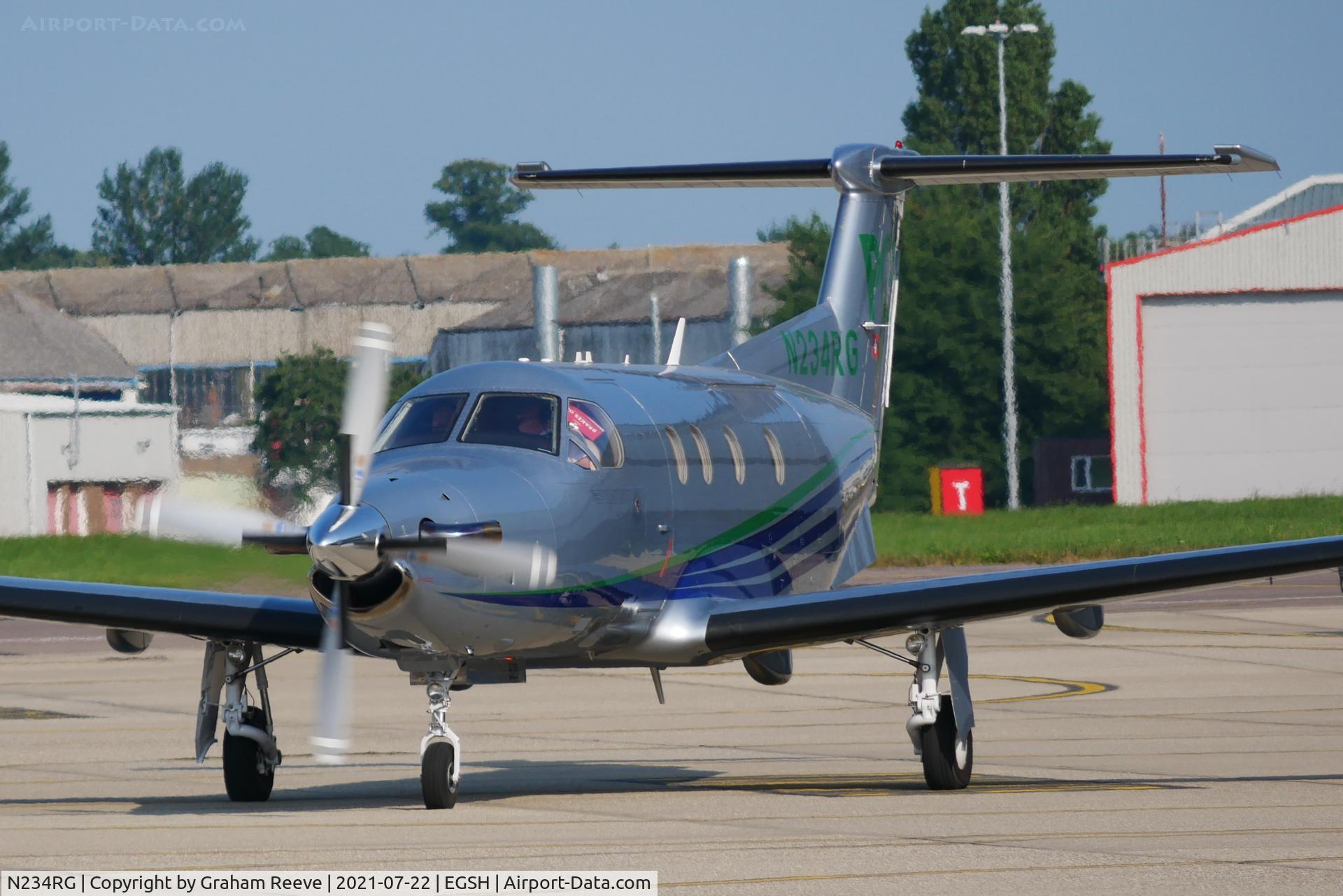 N234RG, 2003 Pilatus PC-12/45 C/N 520, Departing from Norwich.