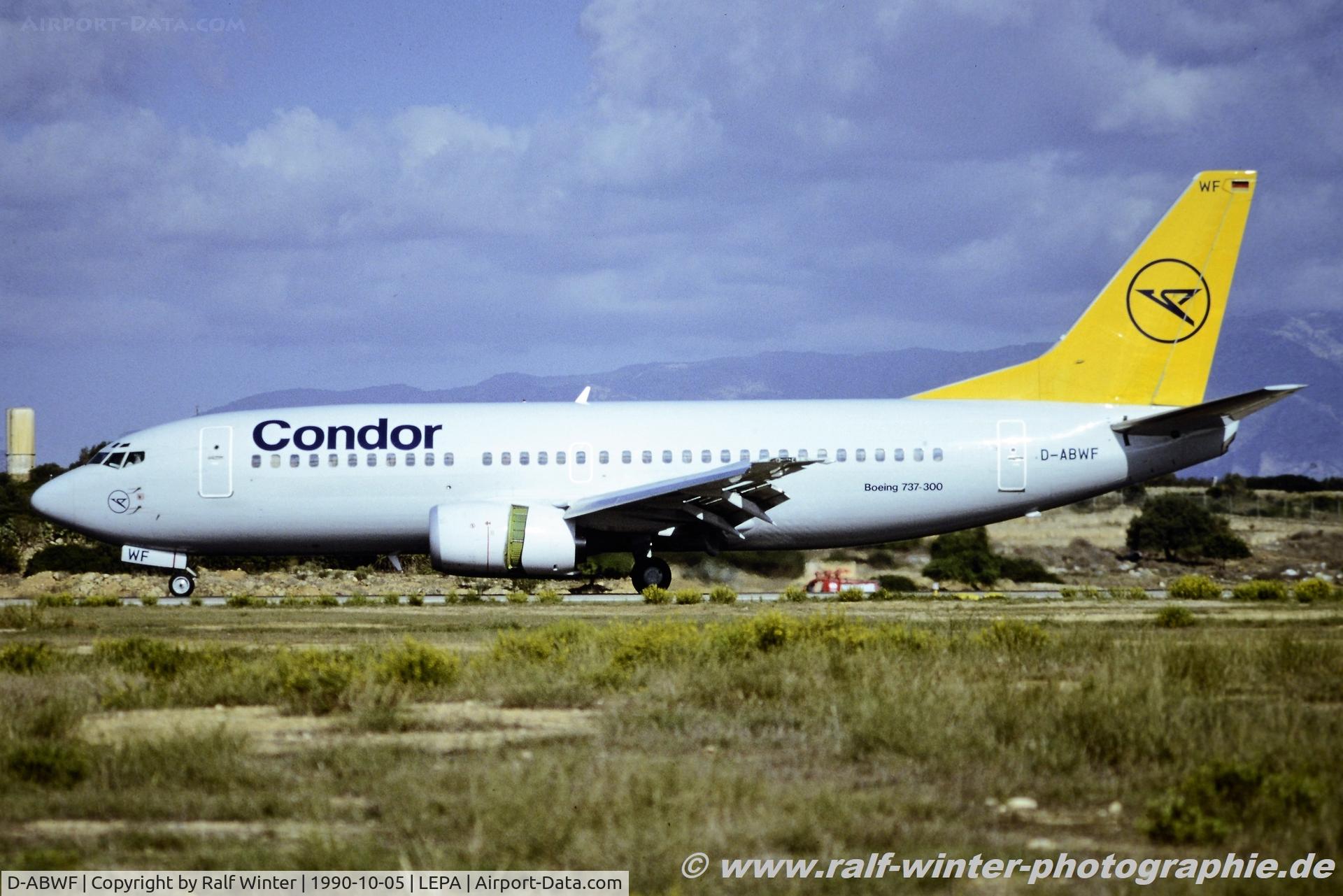 D-ABWF, 1989 Boeing 737-330 C/N 24283, Boeing 737-330(300F) - DE CFG Condor Flugdienst op. Südflug - 244283 - D-ABWF - 05.10.1990 - PMI