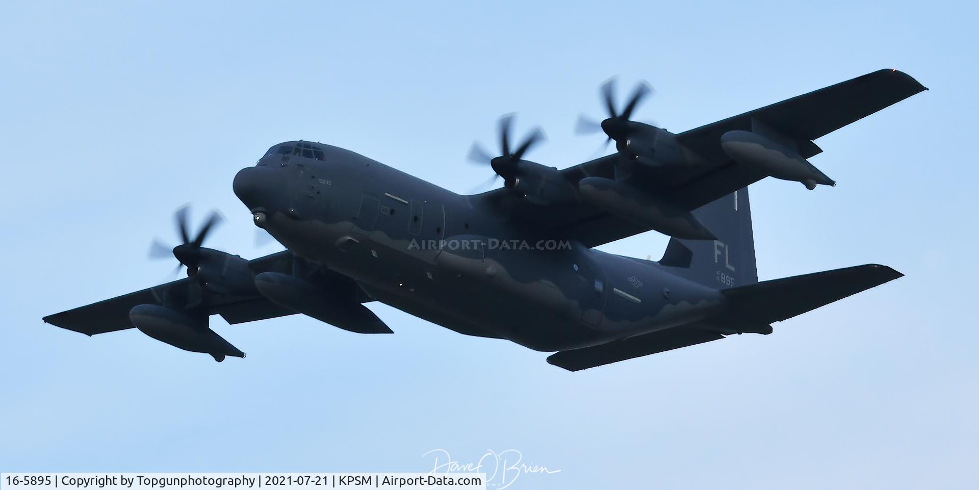 16-5895, 2016 Lockheed Martin HC-130J Hercules C/N 382-5895, KING39 from 39th RQS based out of Patrick Space Force Base in FL departs just before sunset for a training mission up the Maine coast.