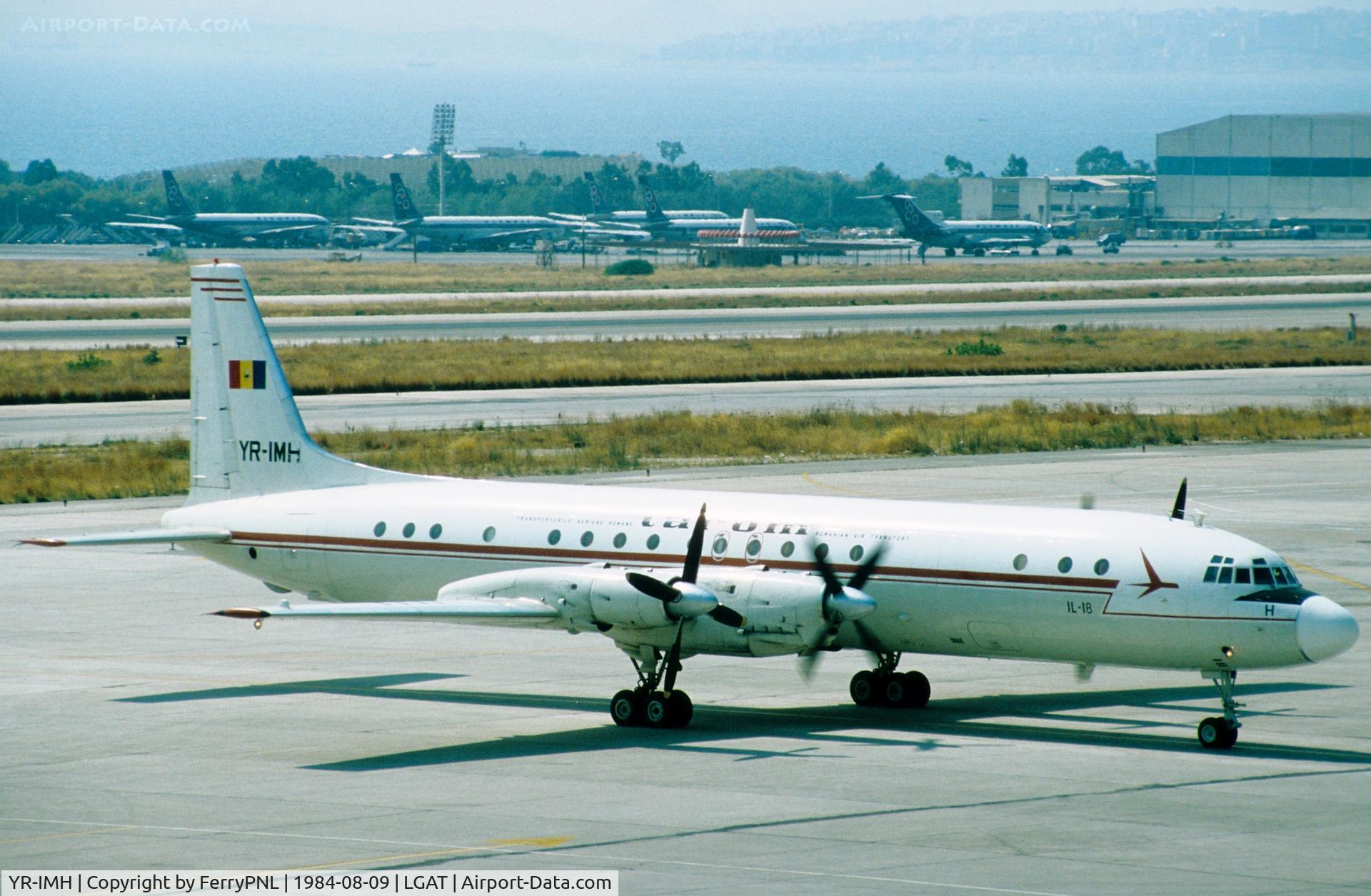 YR-IMH, 1965 Ilyushin IL-18V C/N 185008301, Tarom Il18 taxiing in on 2 engines
