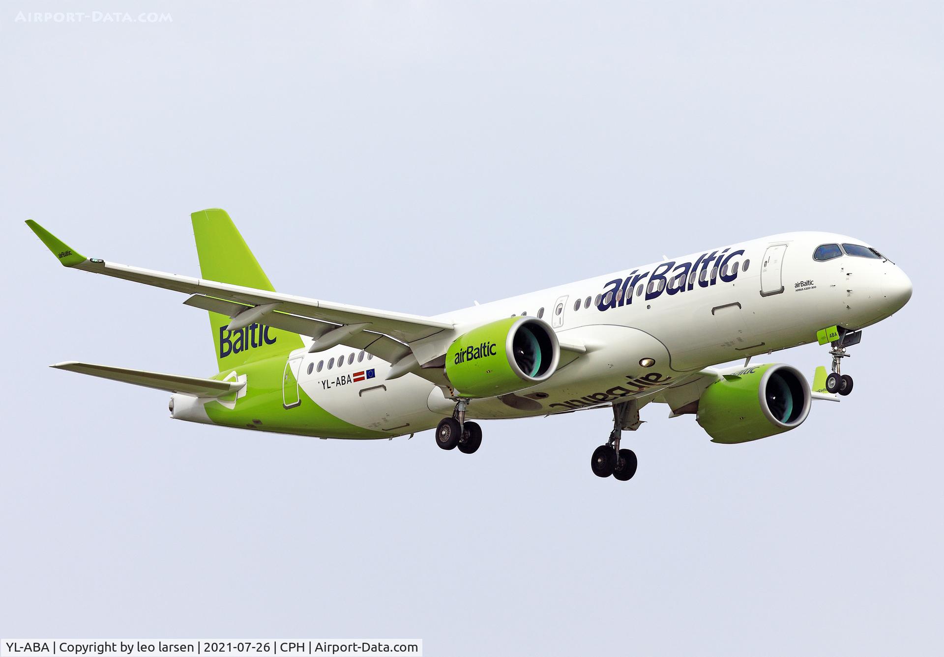 YL-ABA, 2021 Airbus A220-300 C/N 55121, Copenhagen on final to R-04L 26.7.2021
