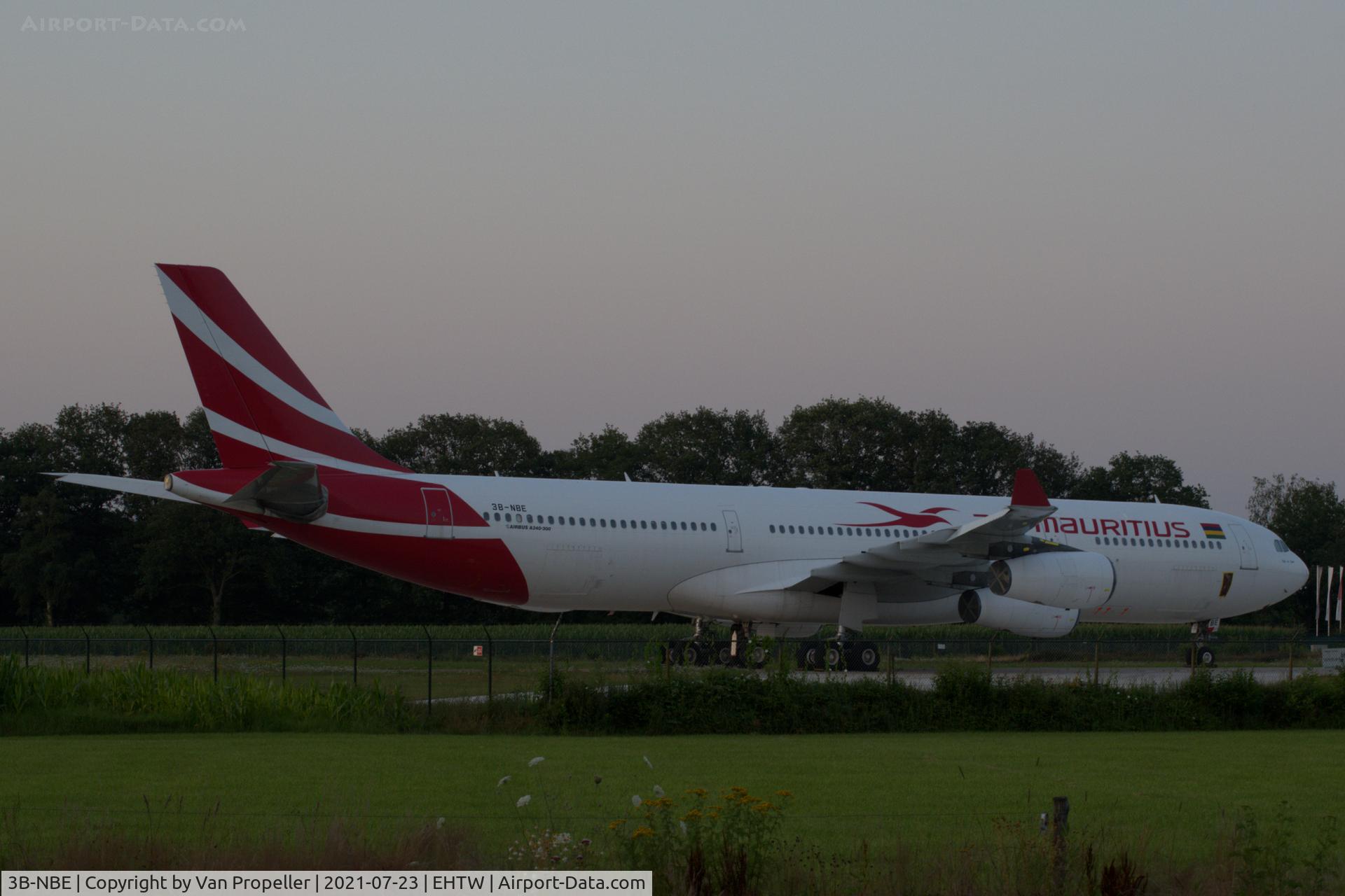 3B-NBE, 1999 Airbus A340-313 C/N 268, Air Mauritius Airbus A340-313 parked at Twente airport in wait for its demolition by Aircraft End-of-Life Solutions