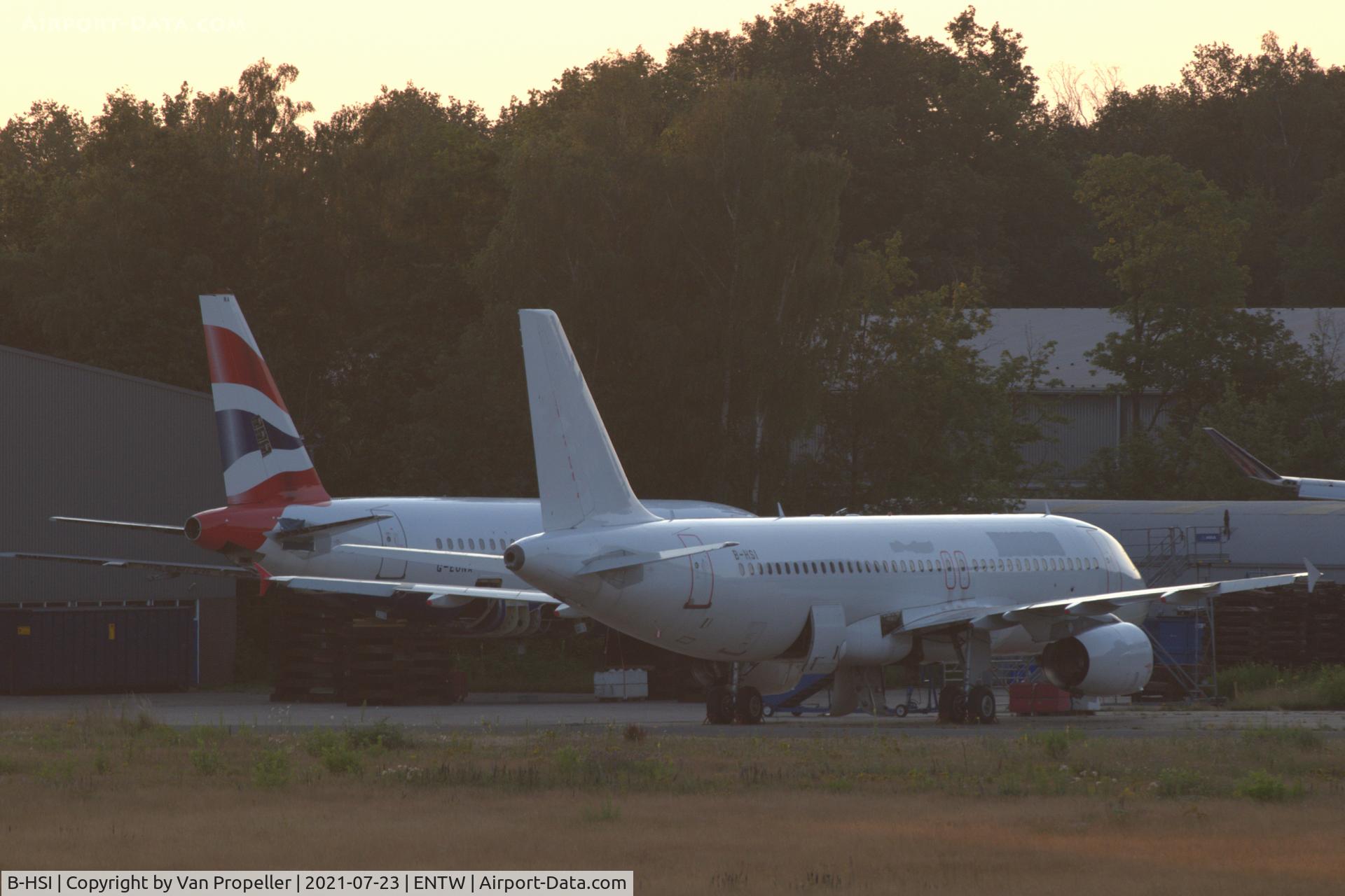 B-HSI, 1999 Airbus A320-232 C/N 0930, Airbus A320-232, formerly Dragonair, at Aircraft End-of-Life Solutions at Twente airport, the Netherlands, for its demolition. It had been parked at YBAS Alice Springs previously, so its last journey was possibly its longest.