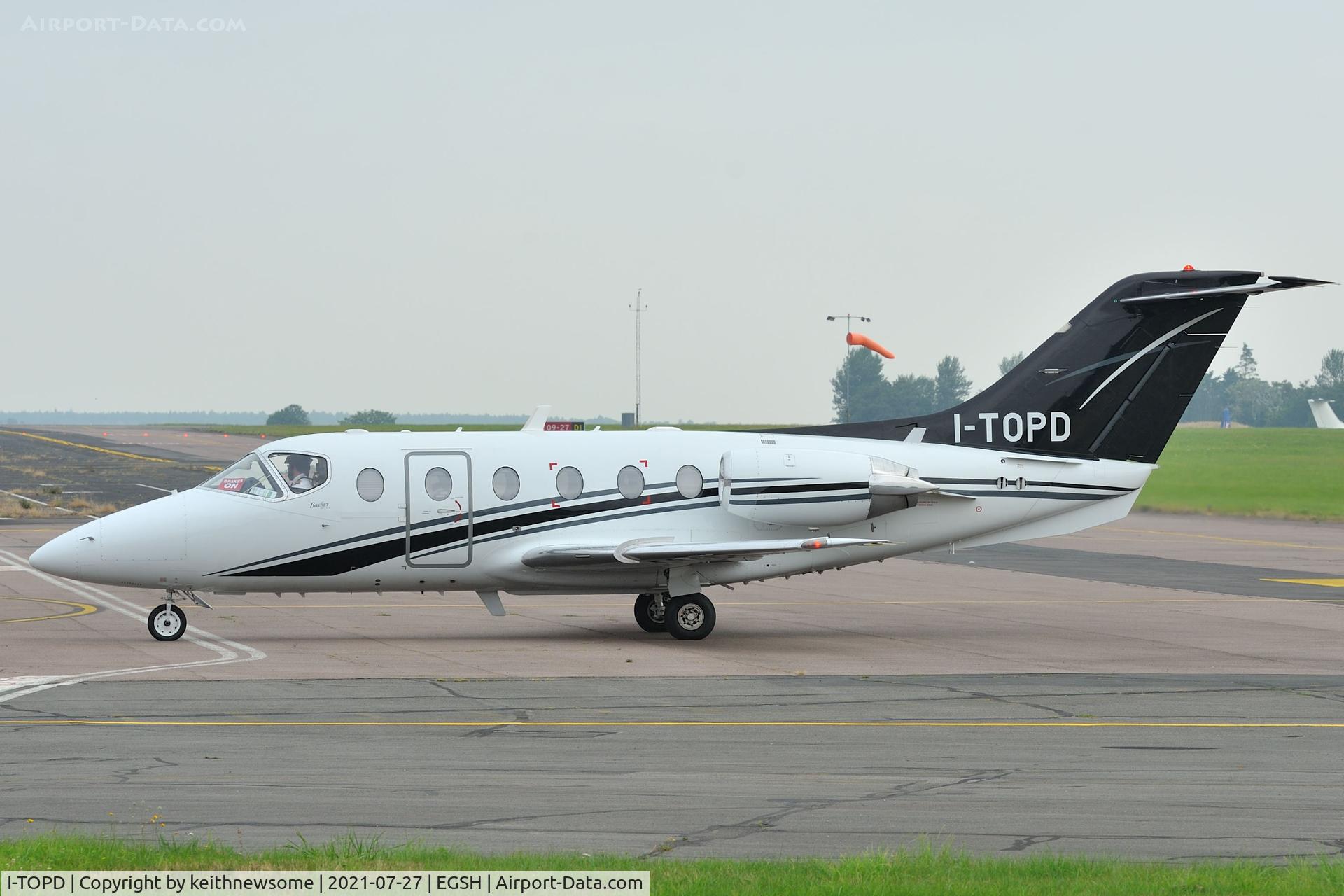 I-TOPD, 1997 Beech 400A Beechjet C/N RK-163, Arriving at Norwich from Biggin Hill.