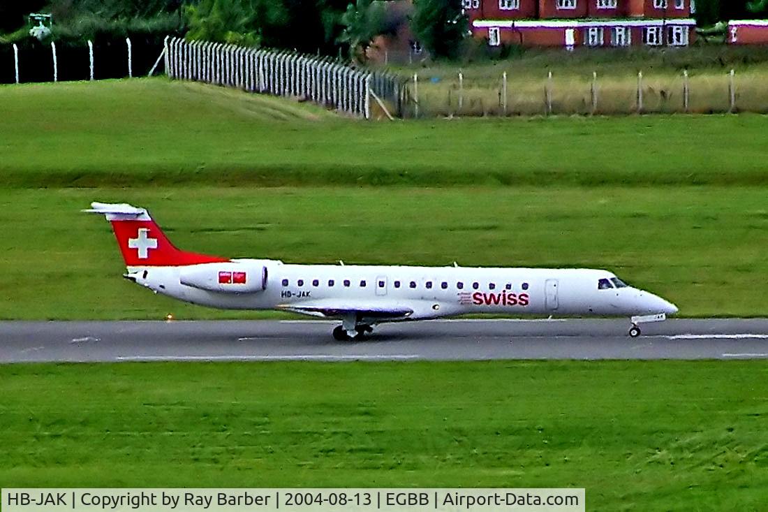 HB-JAK, 2001 Embraer EMB-145LU (ERJ-145LU) C/N 145387, HB-JAK   Embraer EMB-145LU [145387] (Swiss International Air Lines) Birmingham Int'l~G 13/08/2004