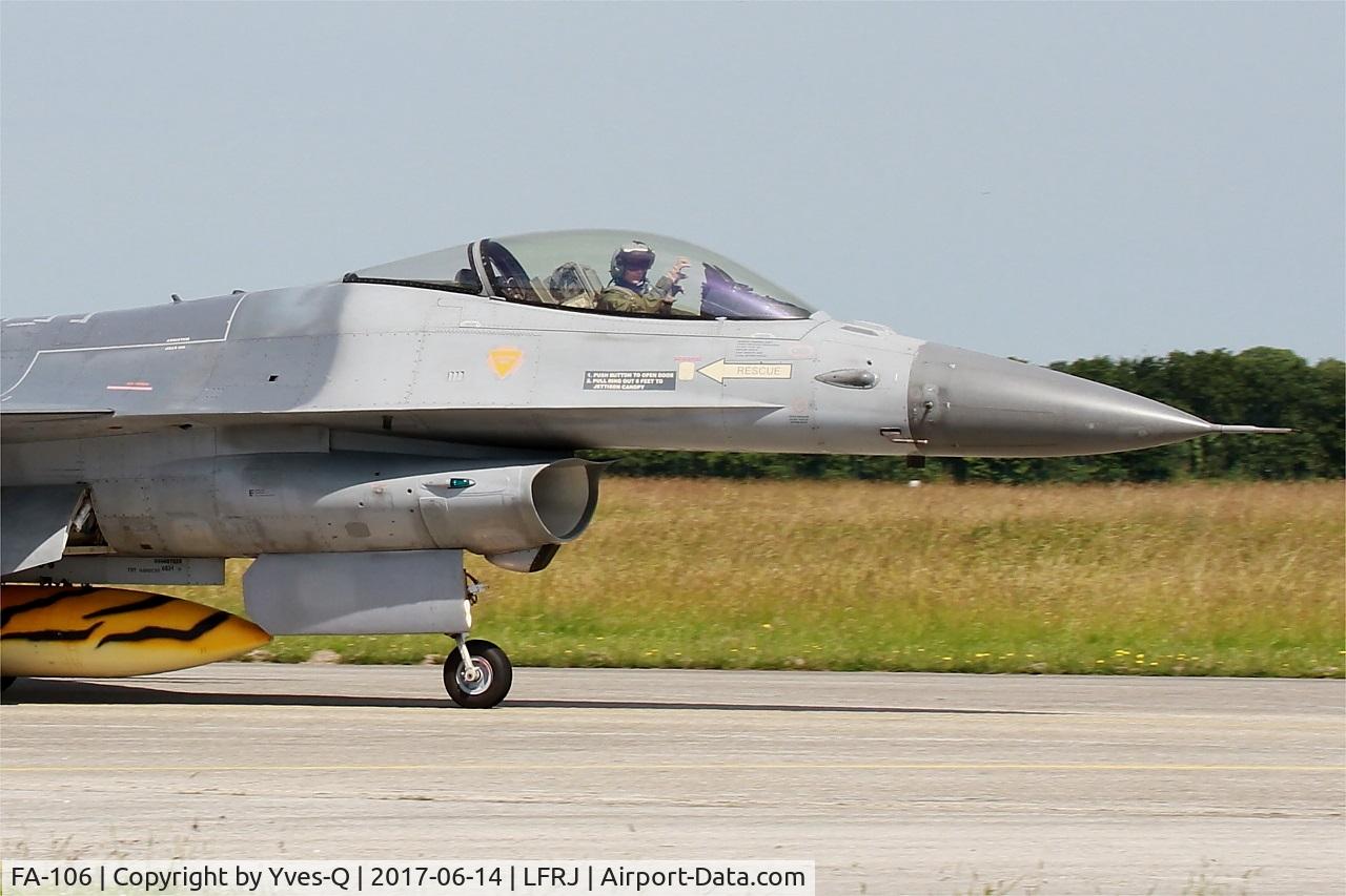 FA-106, SABCA F-16AM Fighting Falcon C/N 6H-106, SABCA F-16AM Fighting Falcon, Taxiing to flight line, Landivisiau Naval Air Base (LFRJ) Tiger Meet 2017