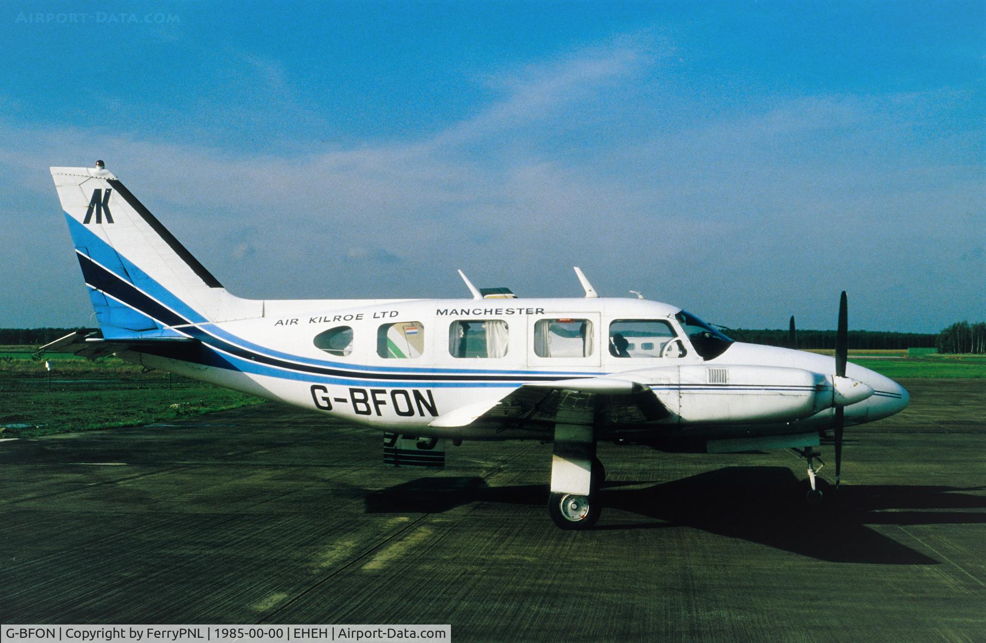 G-BFON, 1969 Piper PA-31 Navajo C/N 31-405, Air Kilroe Pa31, Crashed 11-6-1986 whilst making an emergency landing at RAF Brize Norton.