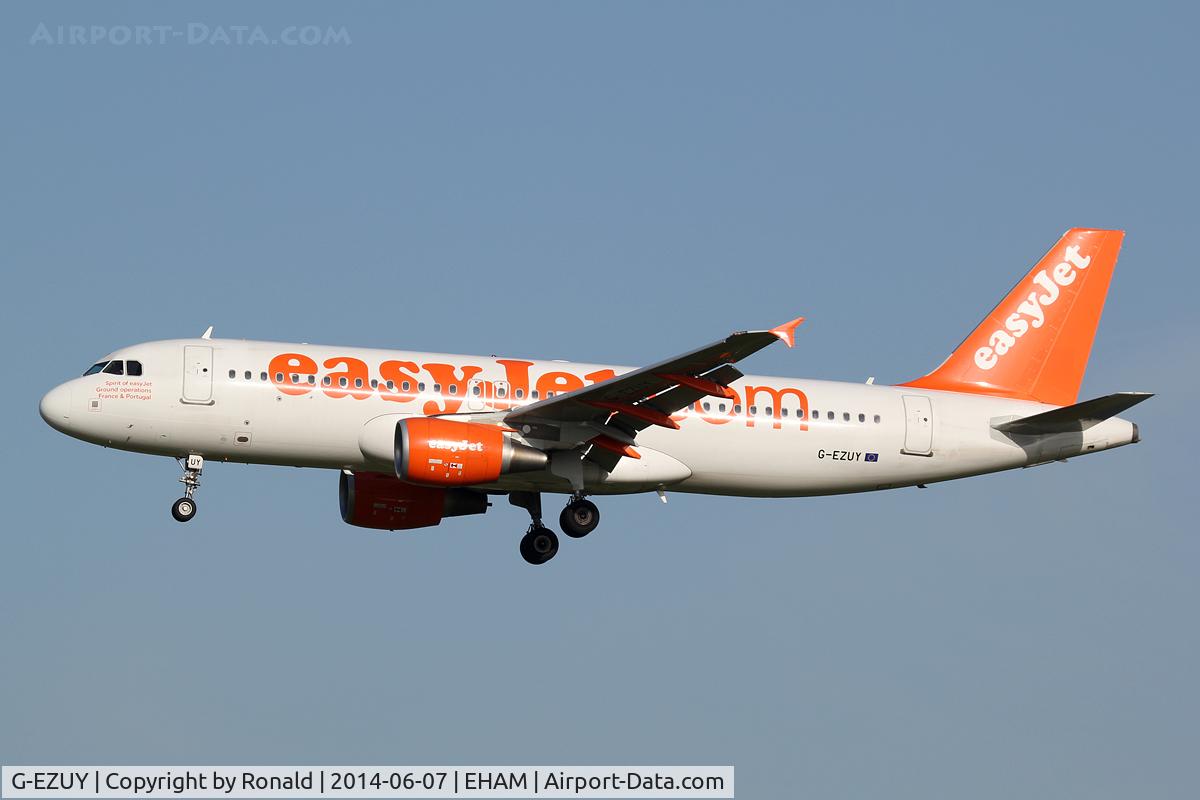 G-EZUY, 2012 Airbus A320-214 C/N 5146, at spl