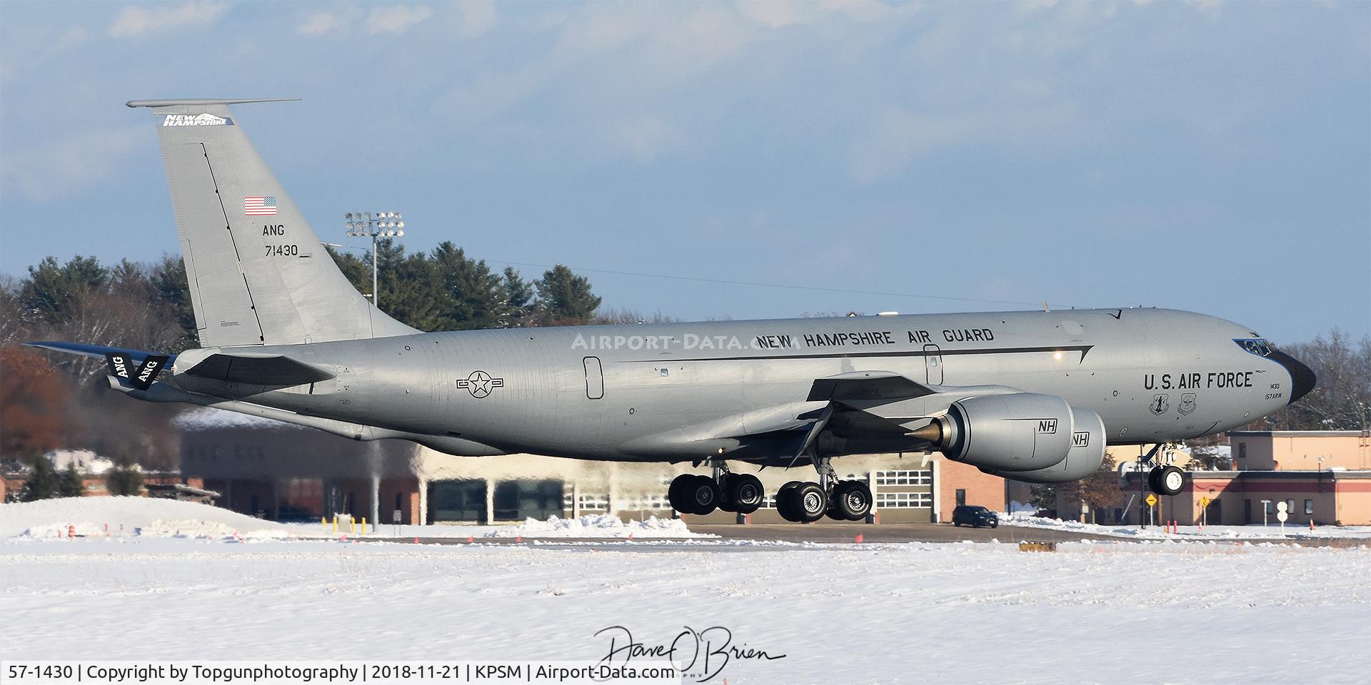 57-1430, 1957 Boeing KC-135R Stratotanker C/N 17501, PACK41 about to touch down after declaring an IFE over a gear issue.