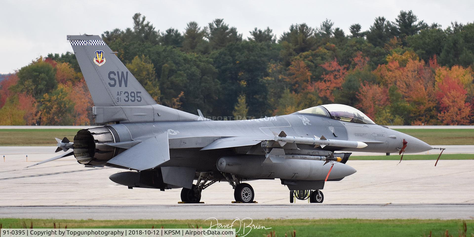 91-0395, 1991 General Dynamics F-16CM Fighting Falcon C/N CC-93, 55th FS out of Shaw came up to NH to flee a Hurricane