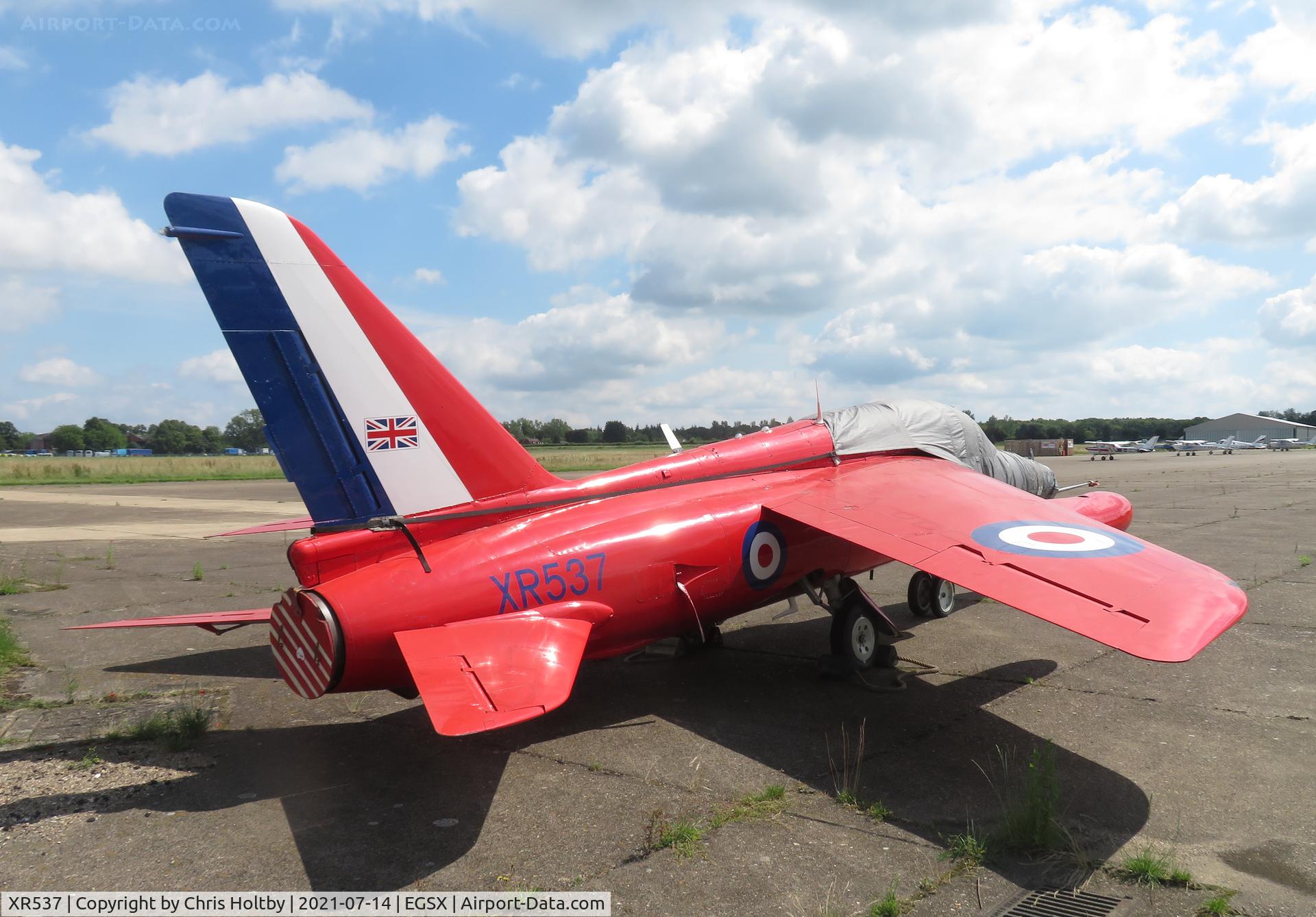 XR537, 1963 Hawker Siddeley Gnat T.1 C/N FL548, Gnat parked up at North Weald, Essex