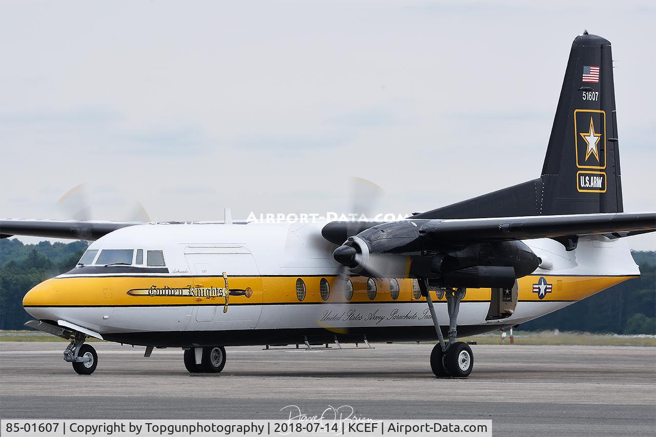 85-01607, 1985 Fokker C-31A (F27-400M) Troopship C/N 10652, Golden Knights taxing out for the morning jump
