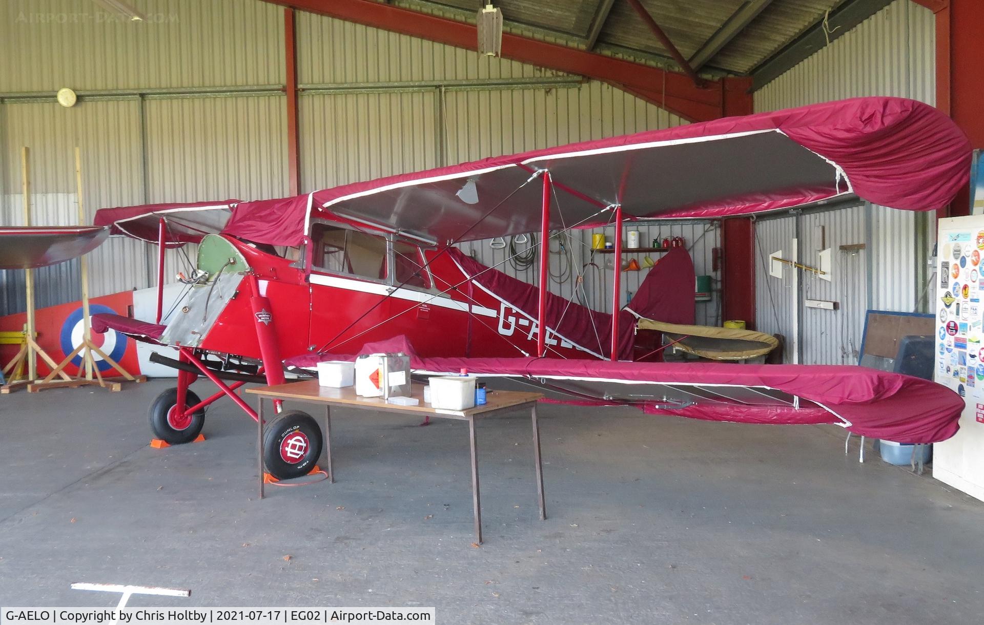 G-AELO, 1936 De Havilland DH.87B Hornet Moth C/N 8105, 1936 Hornet Moth under maintenance & stored in the hangar at Audley End, Essex