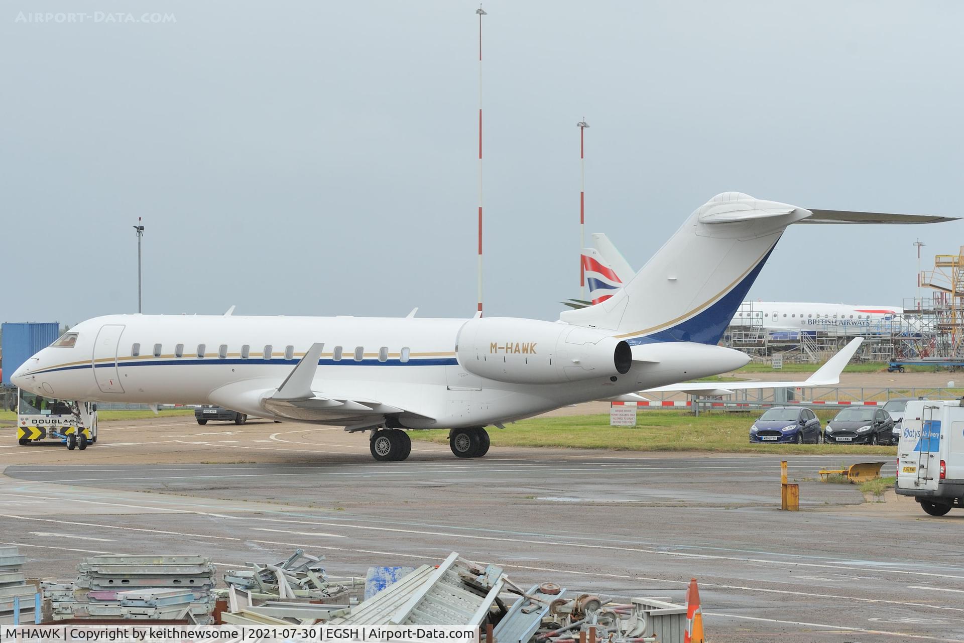 M-HAWK, 2012 Bombardier BD-700-1A10 Global 6000 C/N 9518, Pushed toward paint shop.