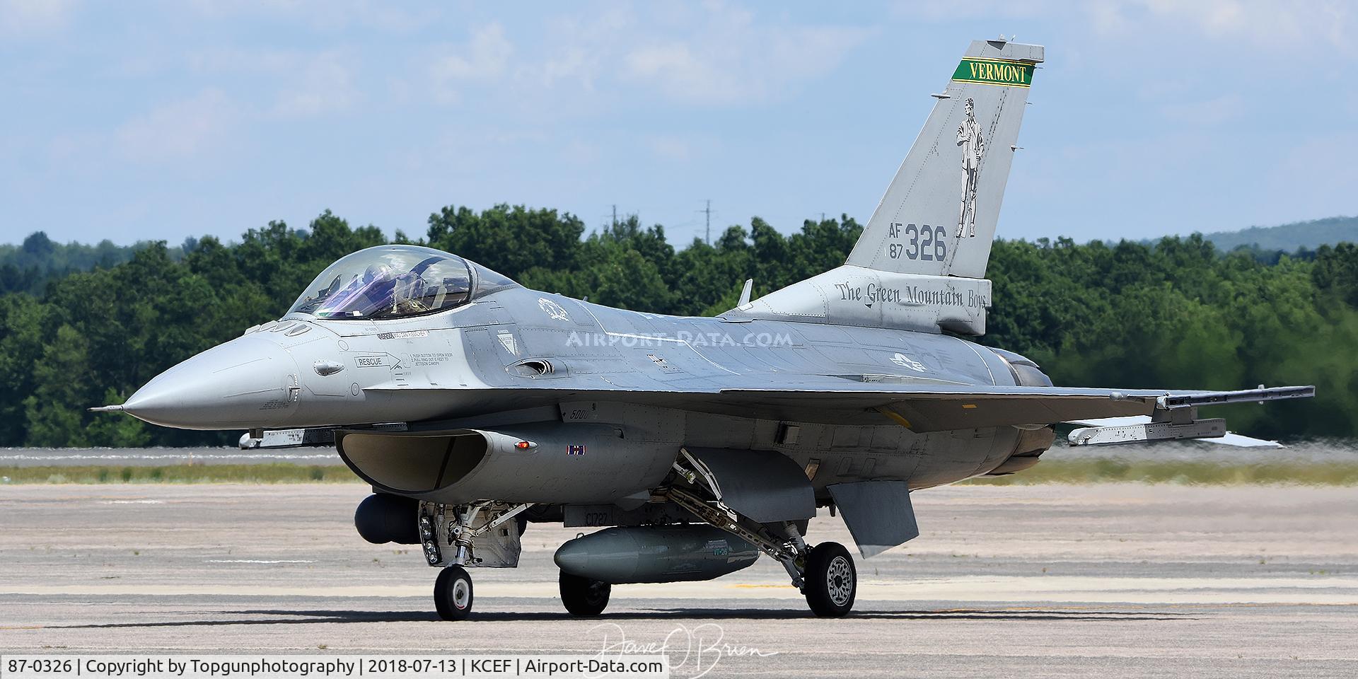 87-0326, General Dynamics F-16C Fighting Falcon C/N 5C-587, 158th FW, VT ANG