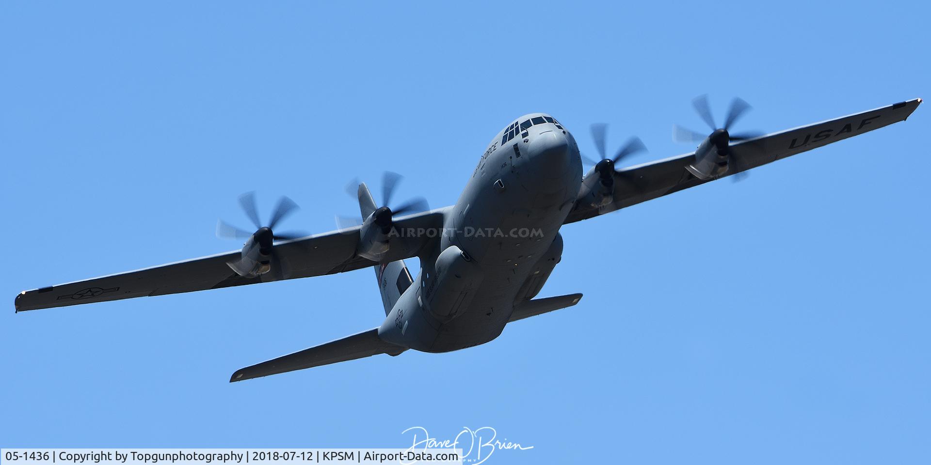 05-1436, 2005 Lockheed Martin C-130J-30 Super Hercules C/N 382-5575, RHODY22 low approach off RW16