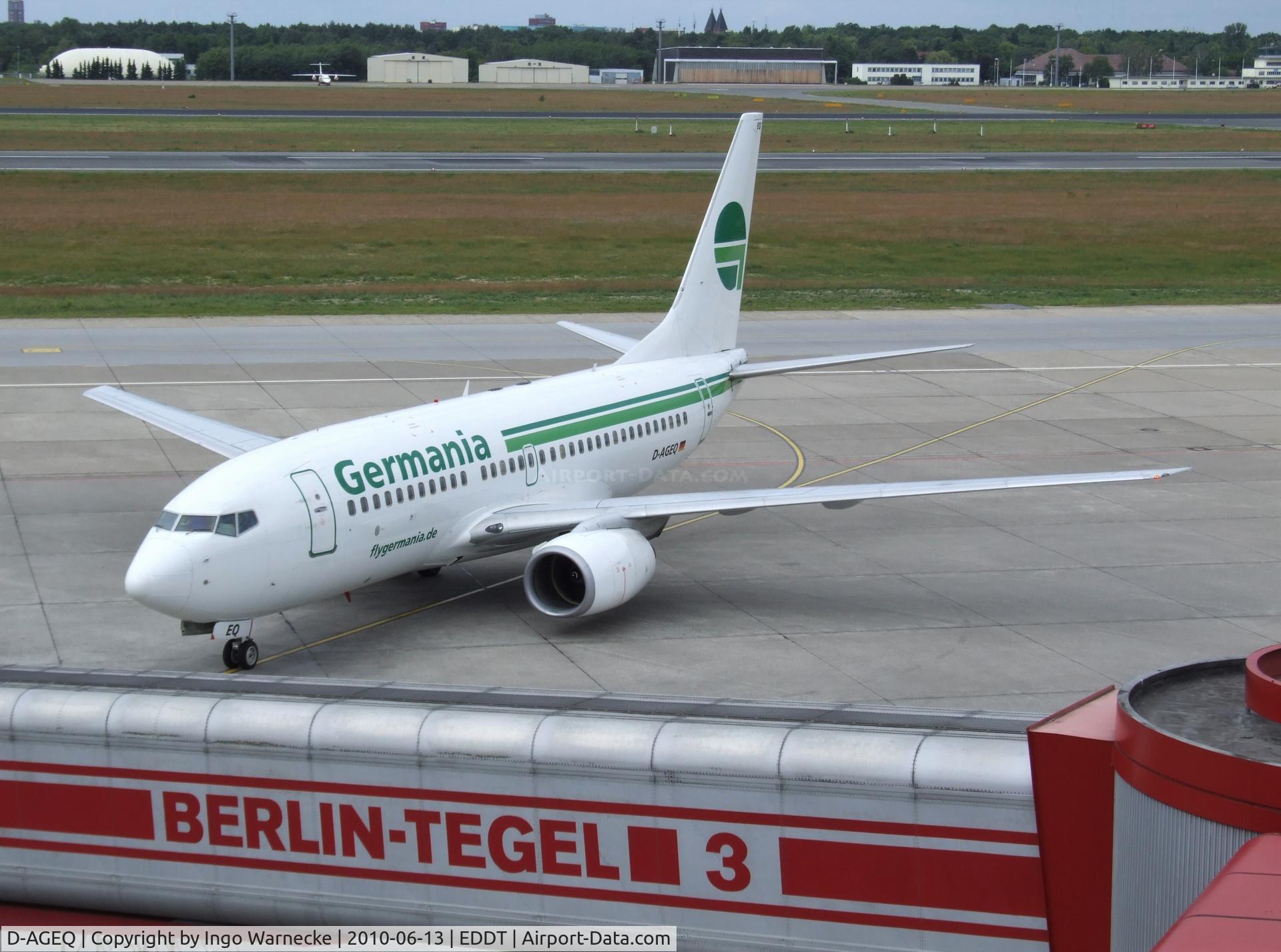 D-AGEQ, 1998 Boeing 737-75B C/N 28103, Boeing 737-75B of Germania at Berlin/Tegel airport