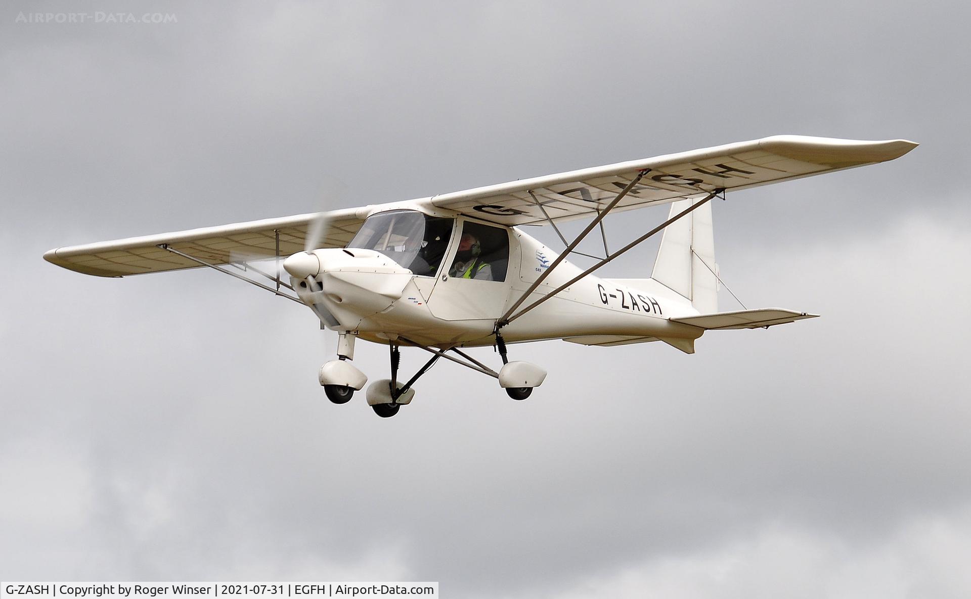 G-ZASH, 2013 Comco Ikarus C42 FB80 C/N 1304-7257, Resident Ikarus operated by Gower Flight Centre finals Runway 28.