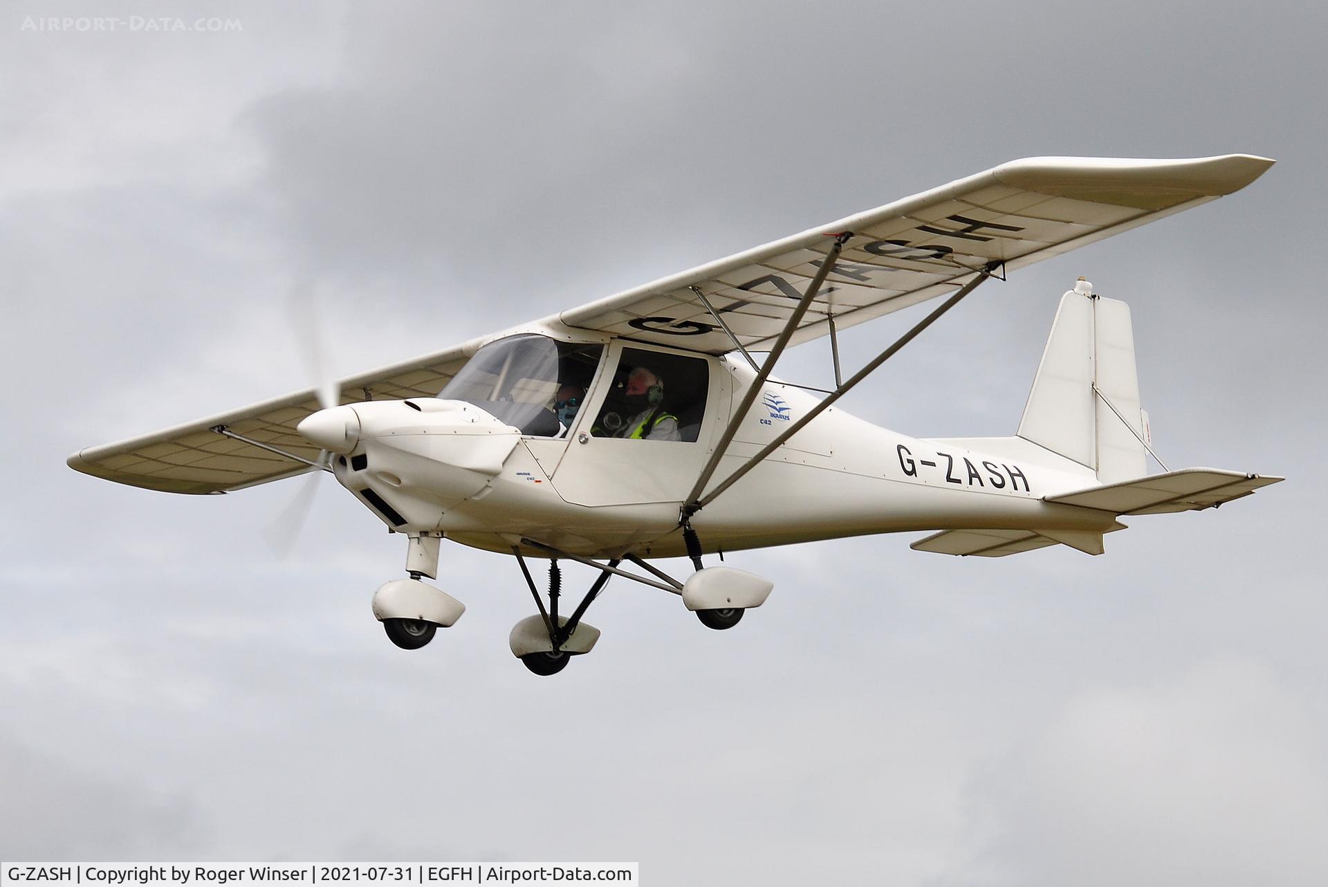 G-ZASH, 2013 Comco Ikarus C42 FB80 C/N 1304-7257, Resident Ikarus operated by Gower Flight Centre finals Runway 28.