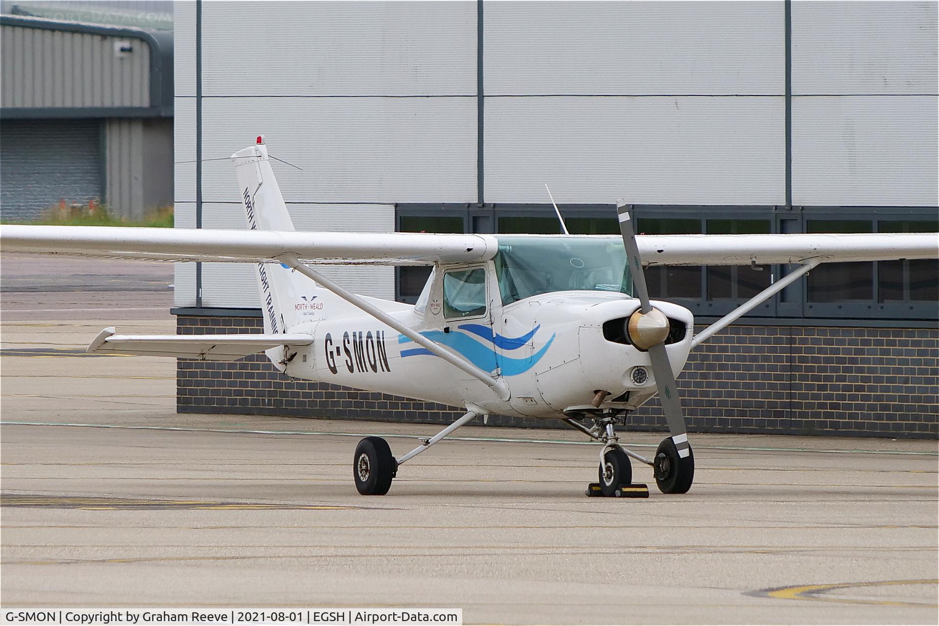 G-SMON, 1976 Cessna A152 Aerobat C/N A152-0805, Parked at Norwich.