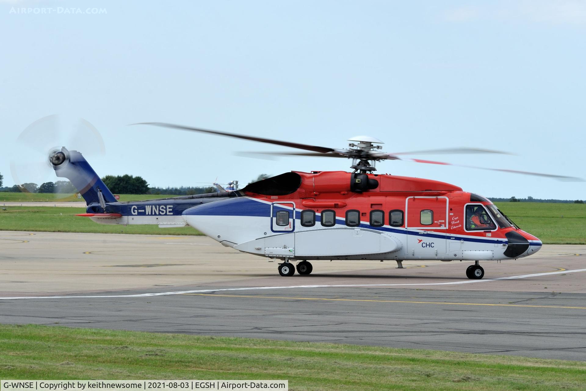 G-WNSE, 2013 Sikorsky S-92A C/N 920190, Arriving at Norwich from Aberdeen.