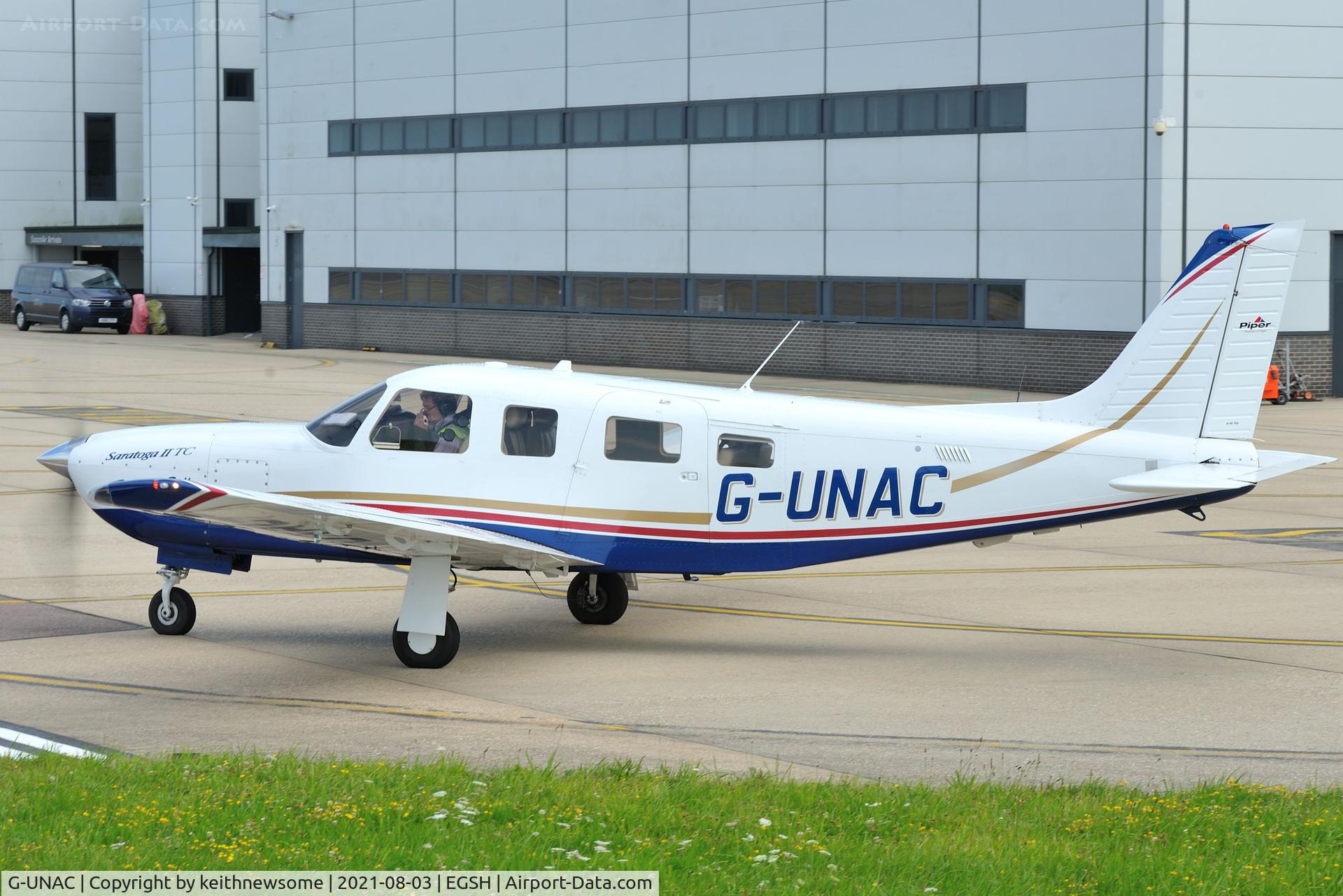 G-UNAC, 2006 Piper PA-32R-301T II TC Turbo Saratoga C/N 3257422, Leaving Norwich.