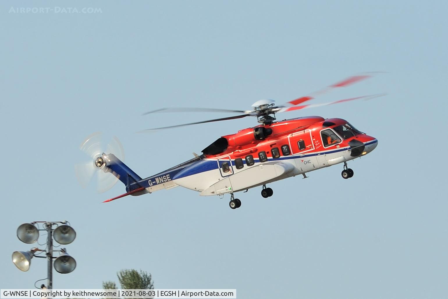 G-WNSE, 2013 Sikorsky S-92A C/N 920190, Arriving at Norwich from 