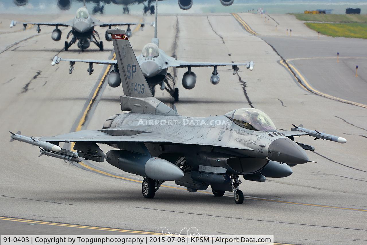 91-0403, General Dynamics F-16C Fighting Falcon C/N CC-101, CUBE44 of the 480th FS