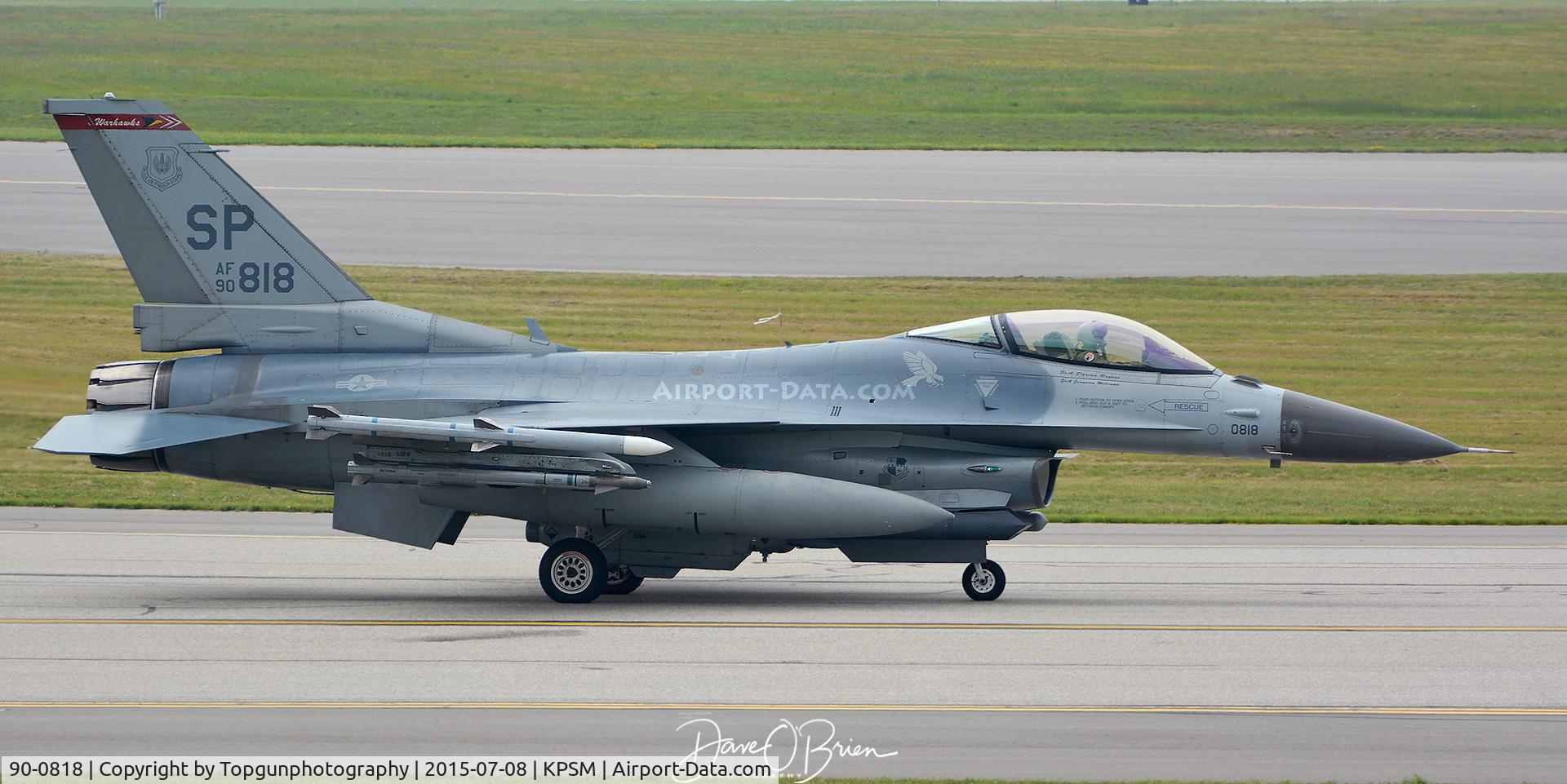 90-0818, 1990 General Dynamics F-16CG Night Falcon C/N CC-18, holding short waiting for IFR release