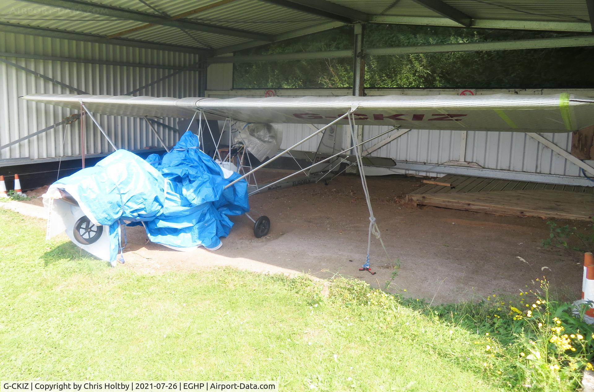 G-CKIZ, 2017 Eurofly Minifox C/N MF01, Covered up in its hangar at Popham Airfield, Hants