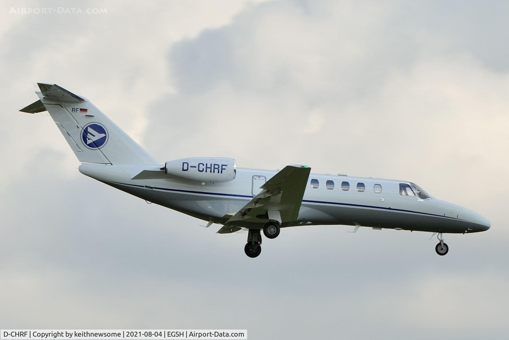 D-CHRF, Cessna 525B Citation CJ3 C/N 525B-0627, Arriving at Norwich from Helsinki.