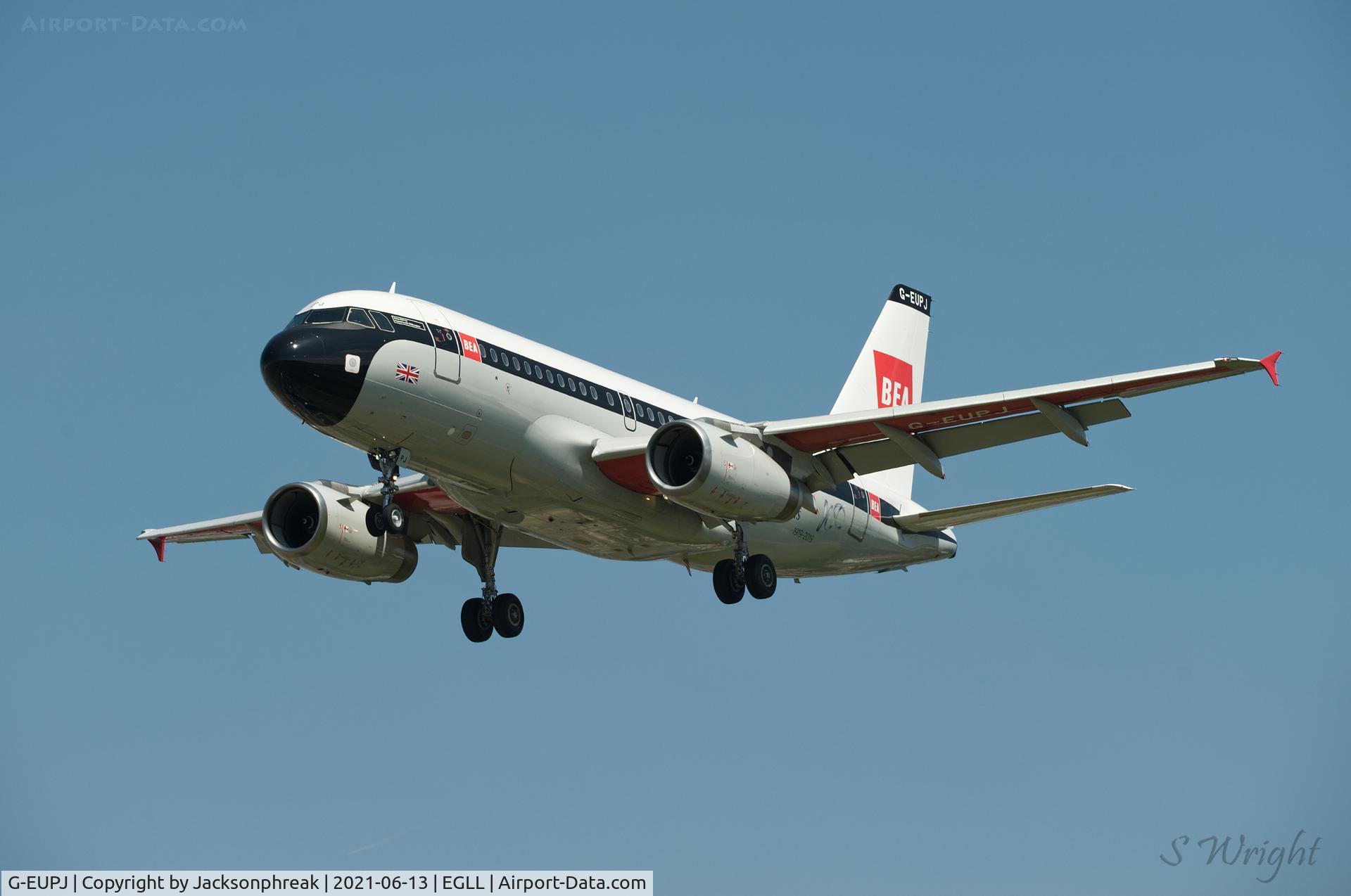 G-EUPJ, 2000 Airbus A319-131 C/N 1232, Landing at London Heathrow