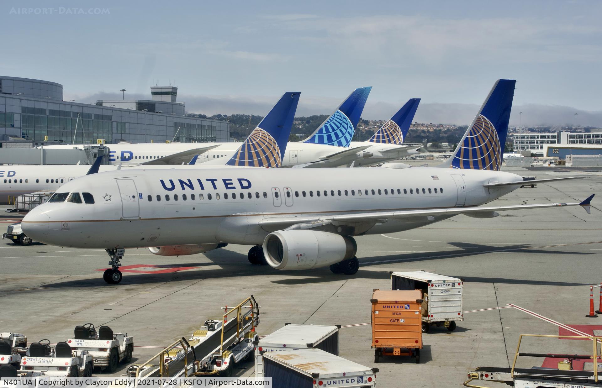 N401UA, 1993 Airbus A320-232 C/N 435, SFO 2021.