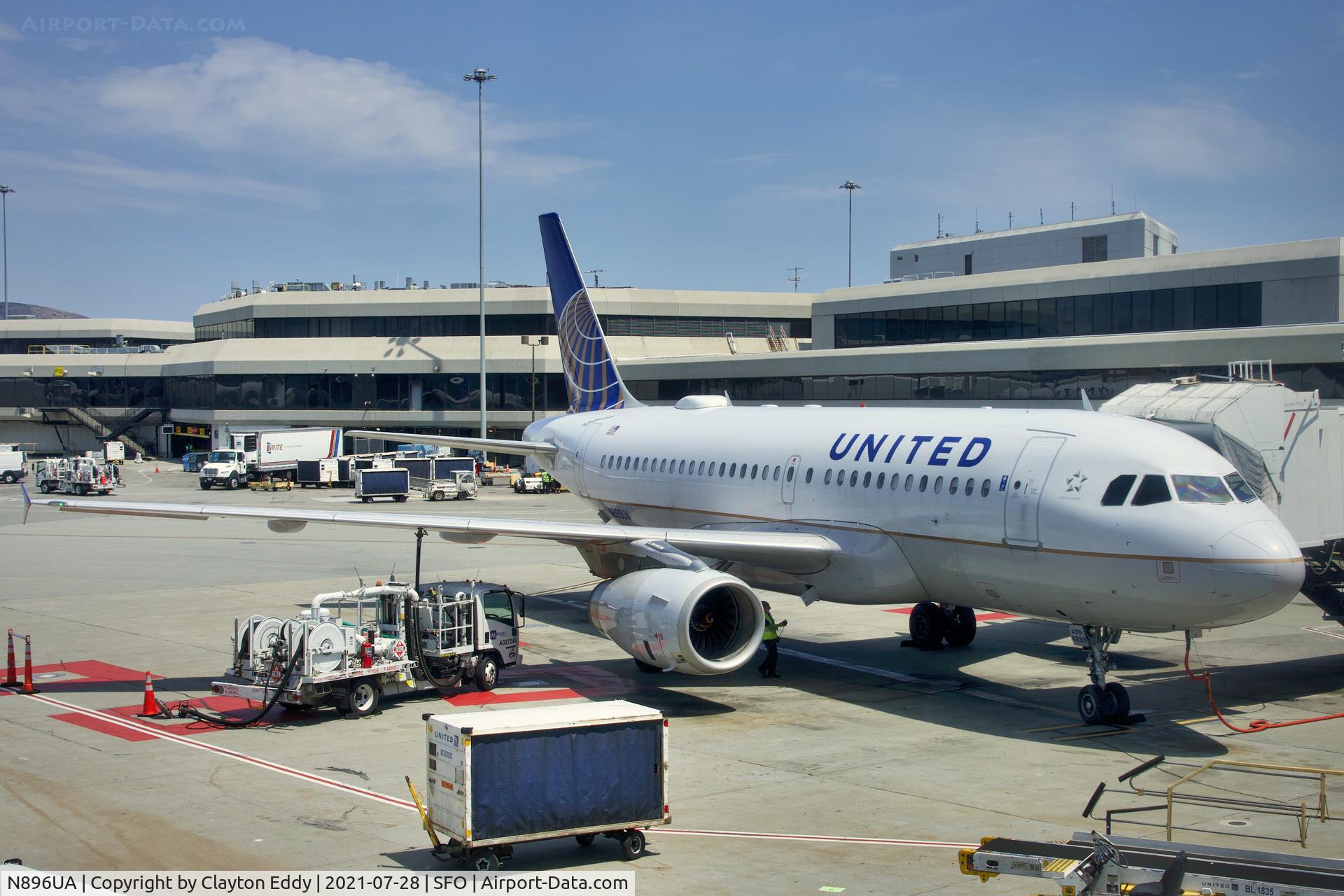 N896UA, 2007 Airbus A319-132 C/N 3144, SFO 2021.