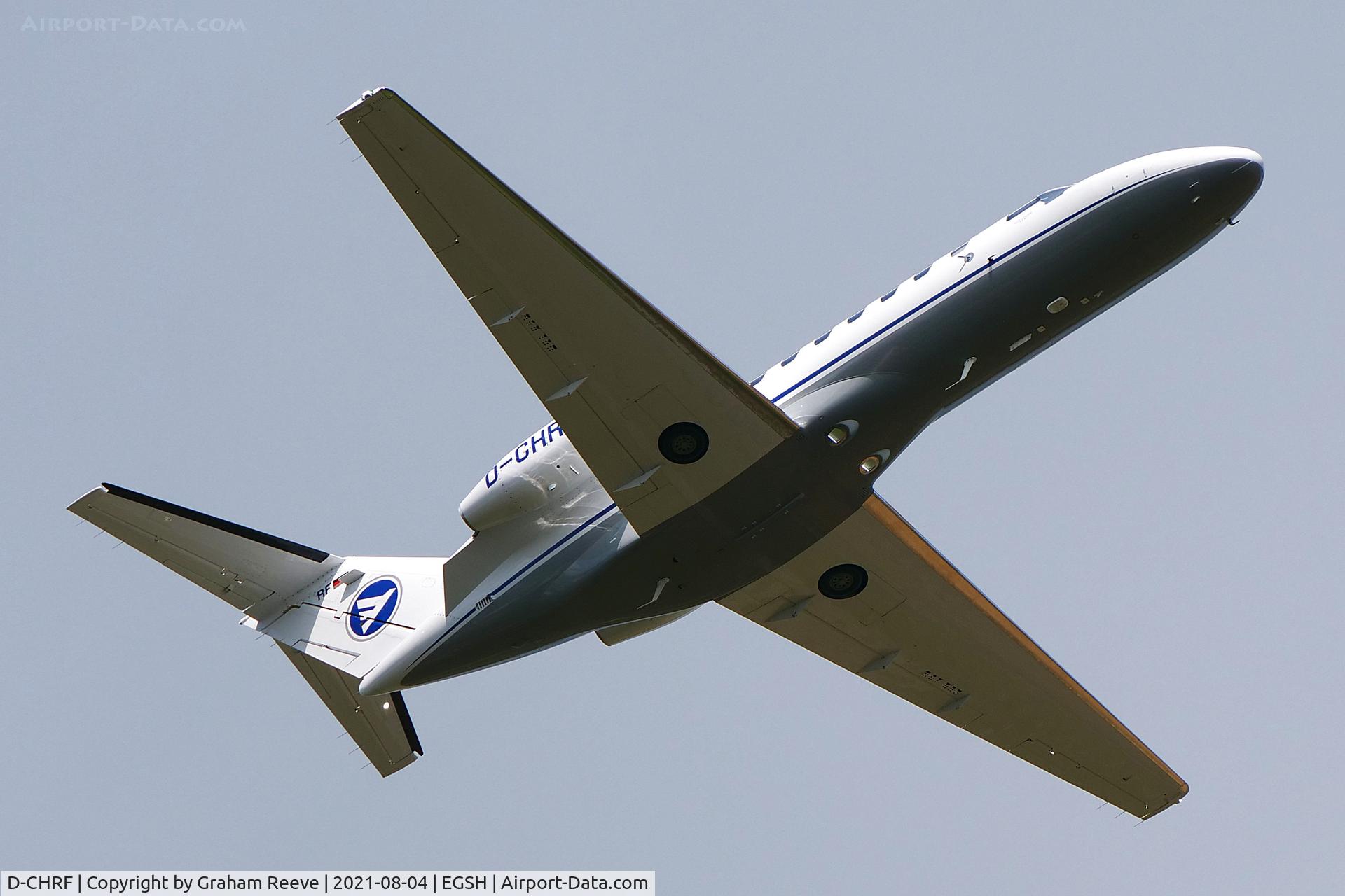D-CHRF, Cessna 525B Citation CJ3 C/N 525B-0627, Departing from Norwich.
